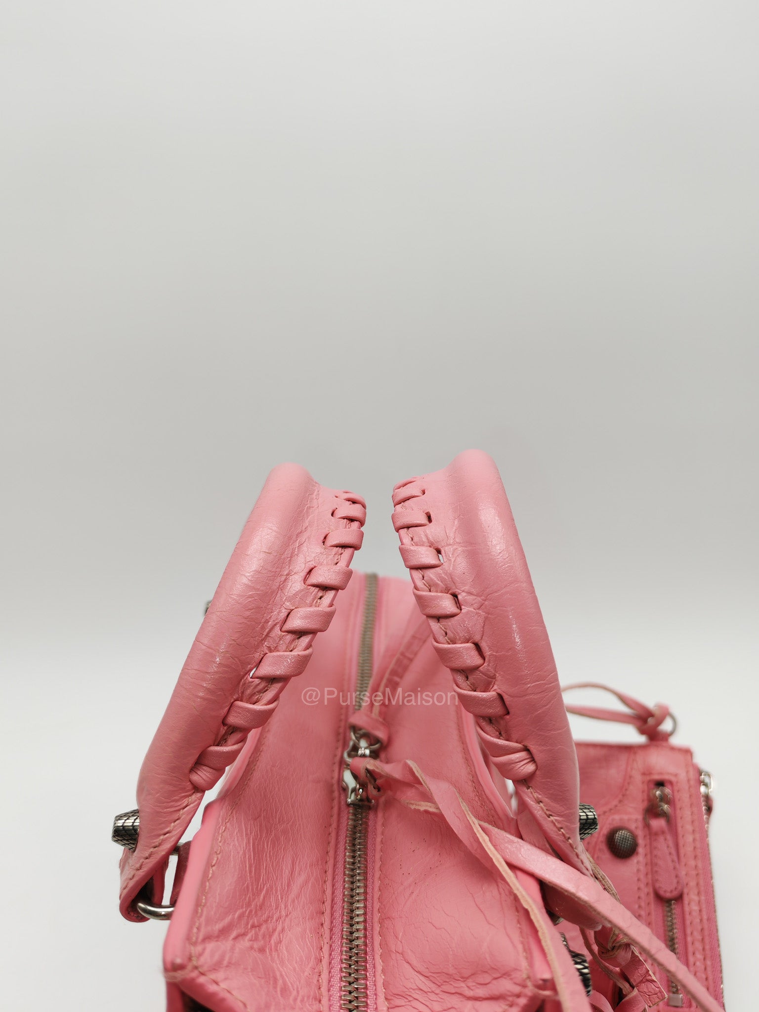 Balenciaga Neo Cagole Small in Sweet Pink Arena Lambskin Leather and Silver Hardware | Purse Maison Luxury Bags Shop