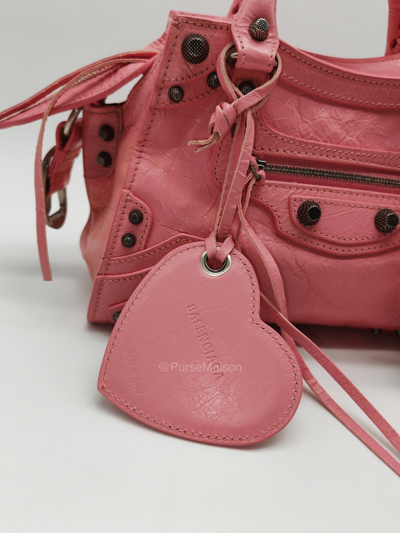 Balenciaga Neo Cagole Small in Sweet Pink Arena Lambskin Leather and Silver Hardware | Purse Maison Luxury Bags Shop
