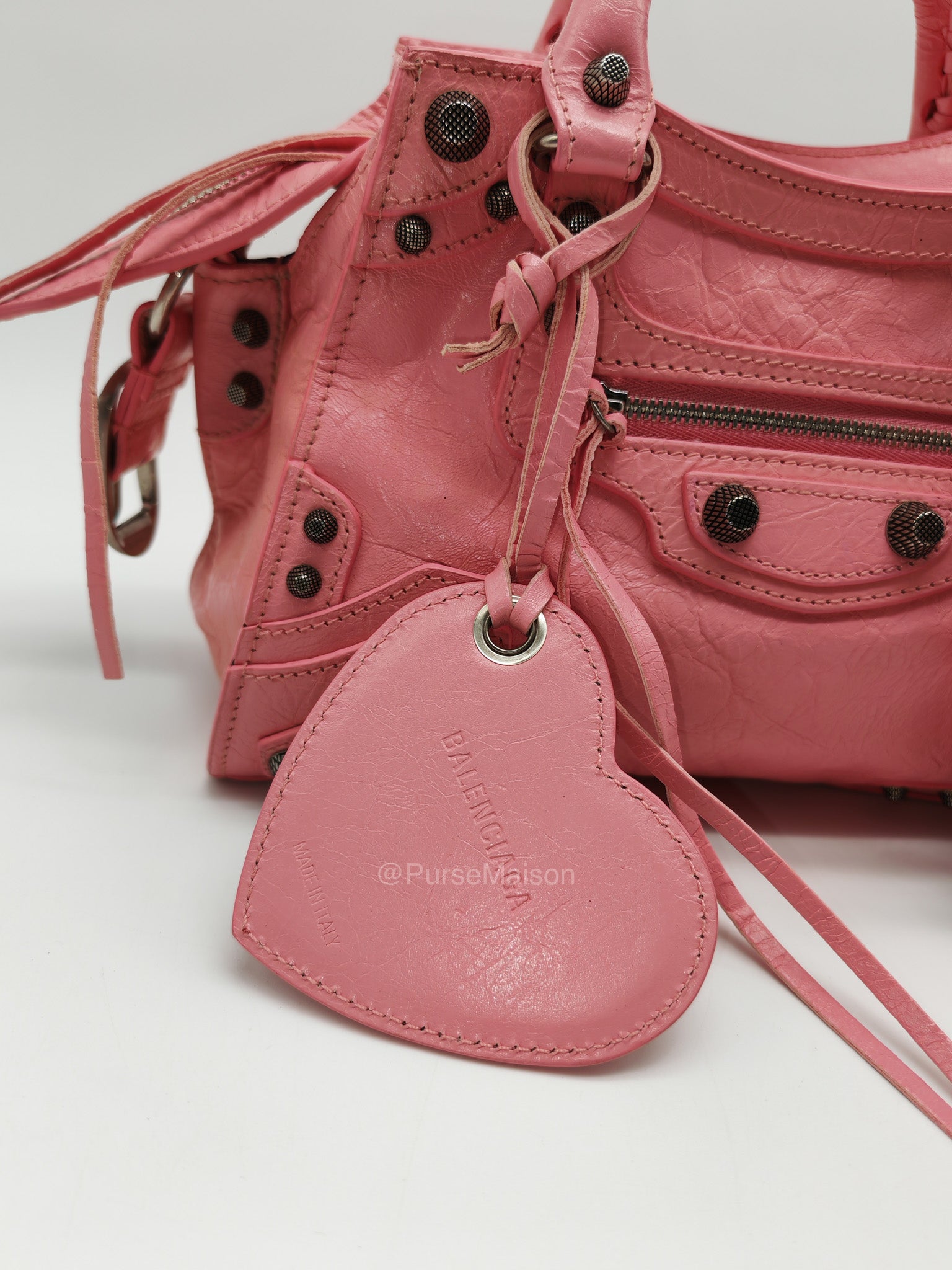 Balenciaga Neo Cagole Small in Sweet Pink Arena Lambskin Leather and Silver Hardware | Purse Maison Luxury Bags Shop