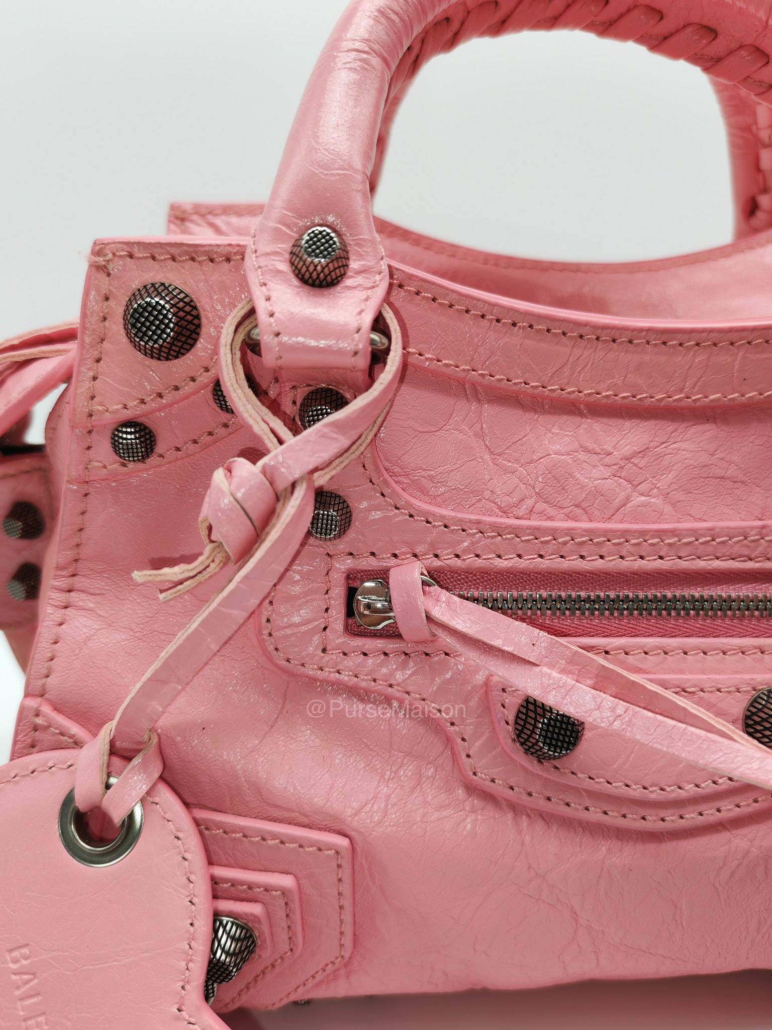 Balenciaga Neo Cagole Small in Sweet Pink Arena Lambskin Leather and Silver Hardware | Purse Maison Luxury Bags Shop