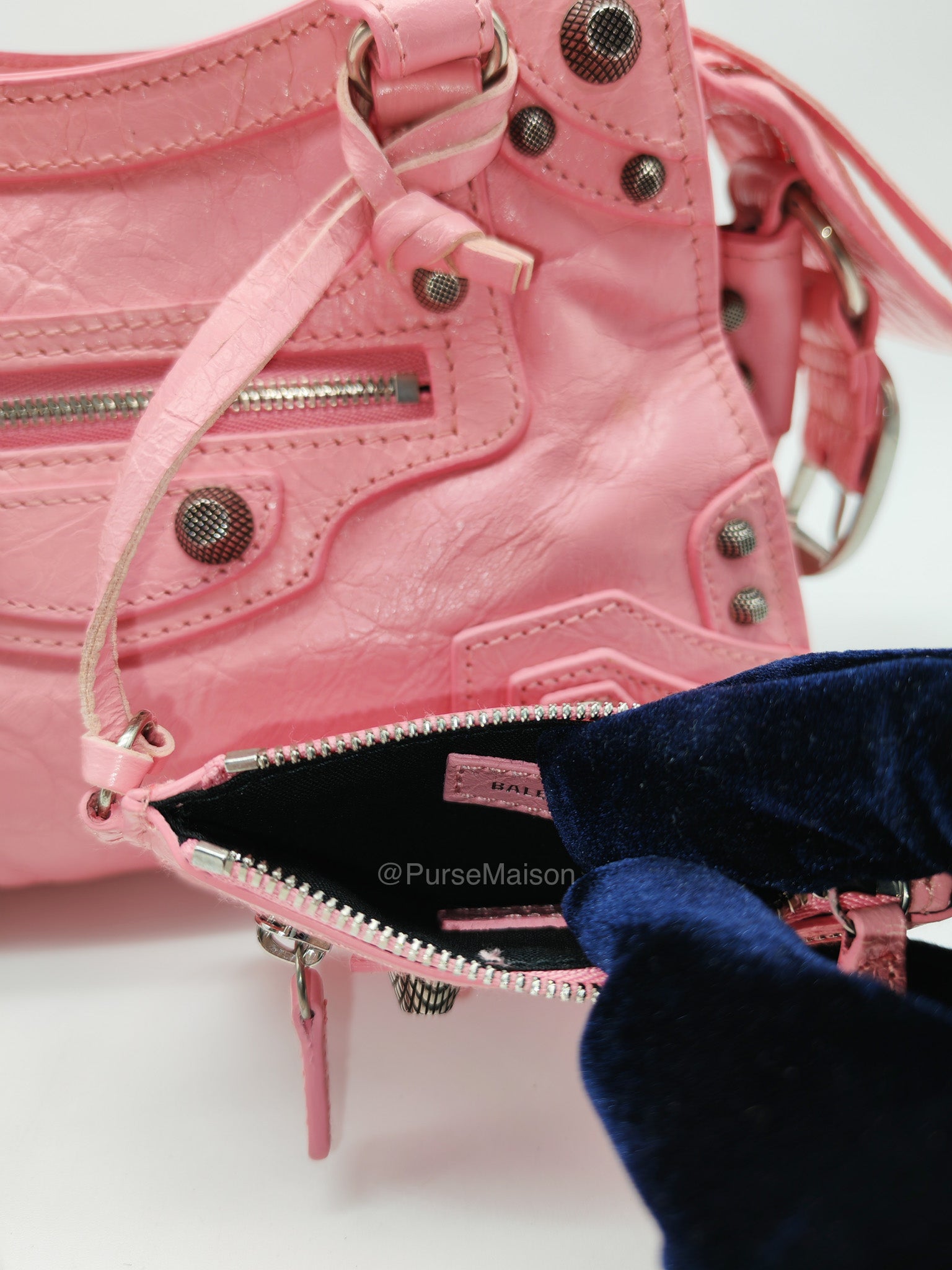 Balenciaga Neo Cagole Small in Sweet Pink Arena Lambskin Leather and Silver Hardware | Purse Maison Luxury Bags Shop