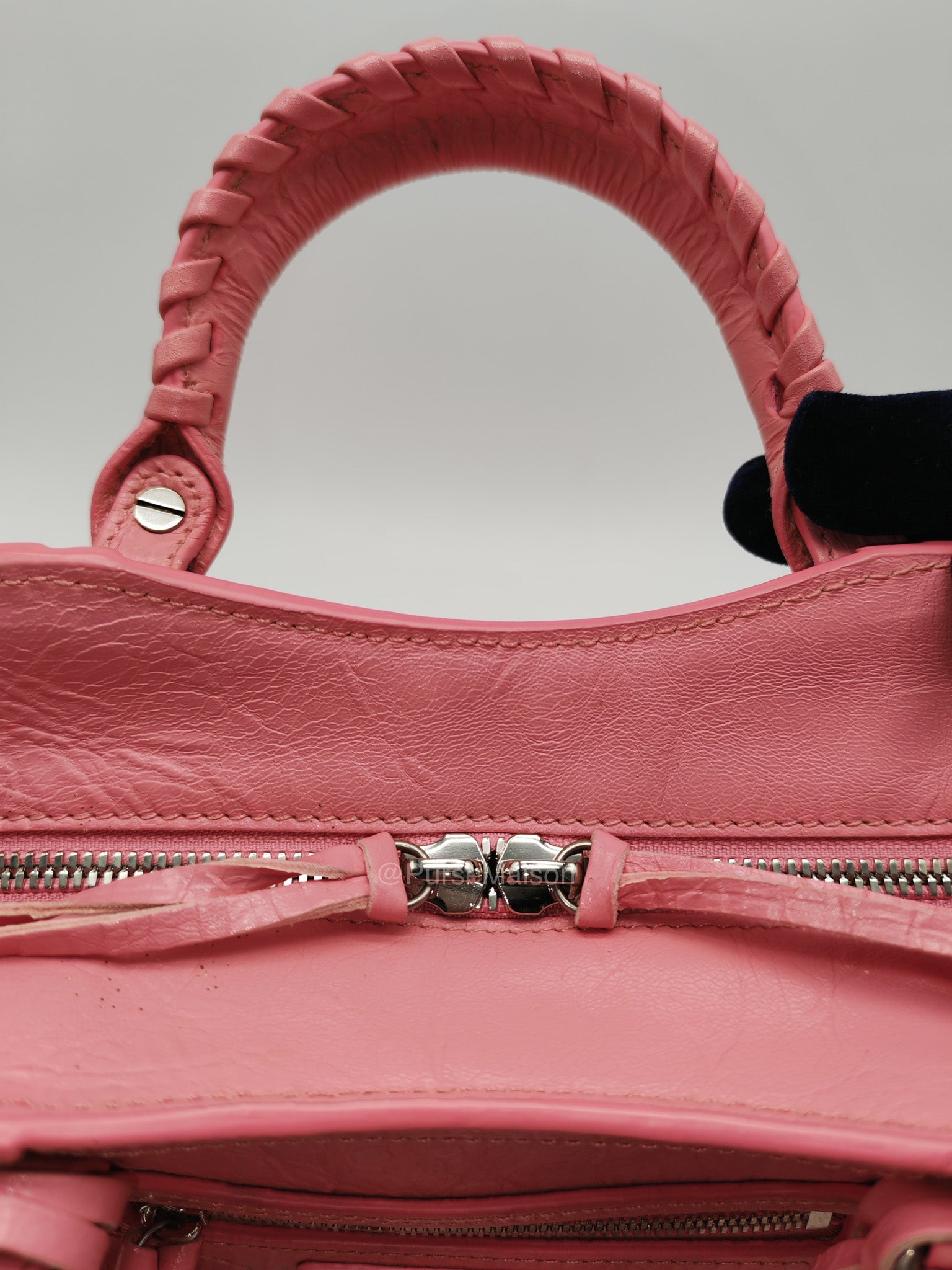Balenciaga Neo Cagole Small in Sweet Pink Arena Lambskin Leather and Silver Hardware | Purse Maison Luxury Bags Shop