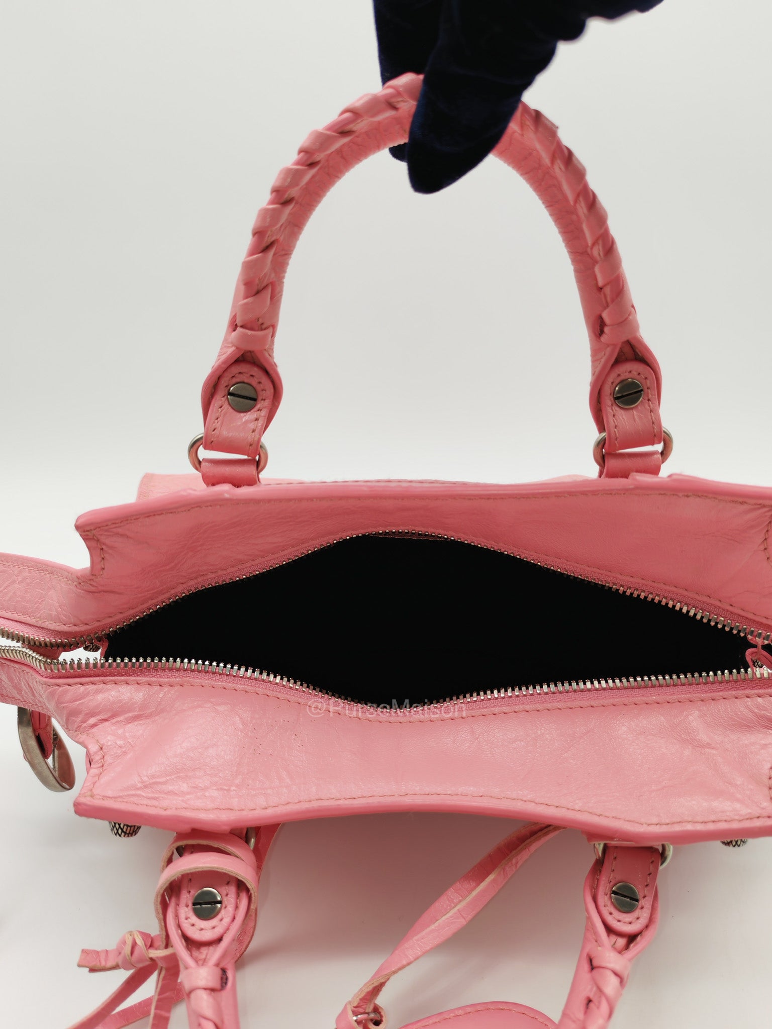 Balenciaga Neo Cagole Small in Sweet Pink Arena Lambskin Leather and Silver Hardware | Purse Maison Luxury Bags Shop