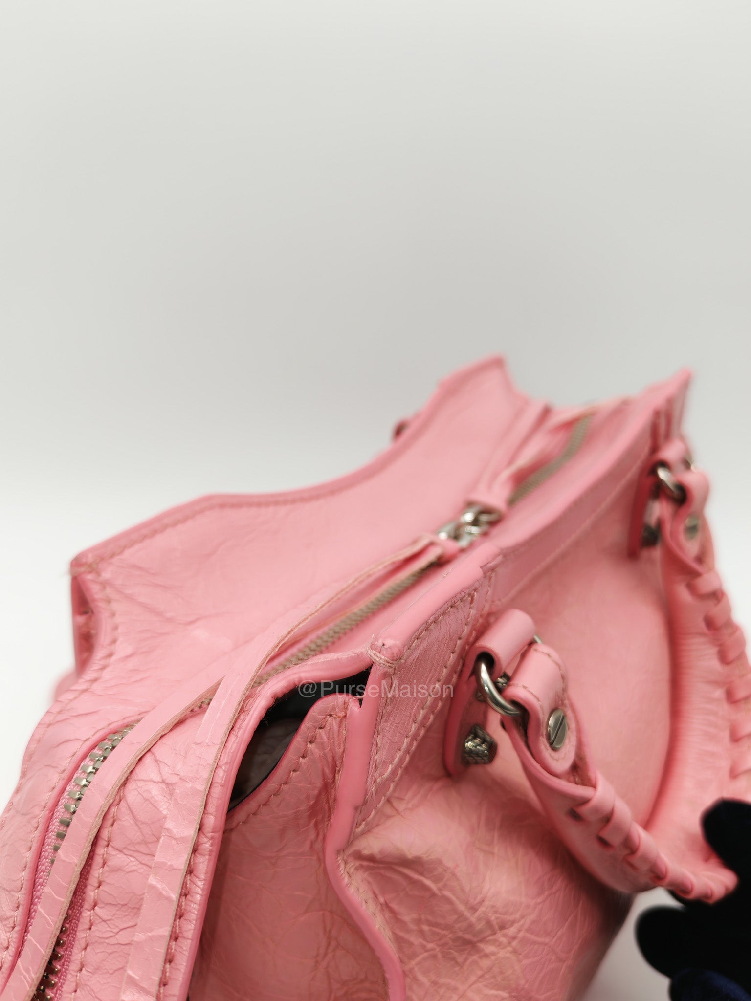 Balenciaga Neo Cagole Small in Sweet Pink Arena Lambskin Leather and Silver Hardware | Purse Maison Luxury Bags Shop