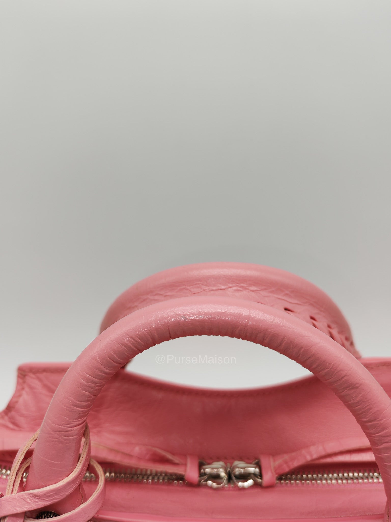 Balenciaga Neo Cagole Small in Sweet Pink Arena Lambskin Leather and Silver Hardware | Purse Maison Luxury Bags Shop
