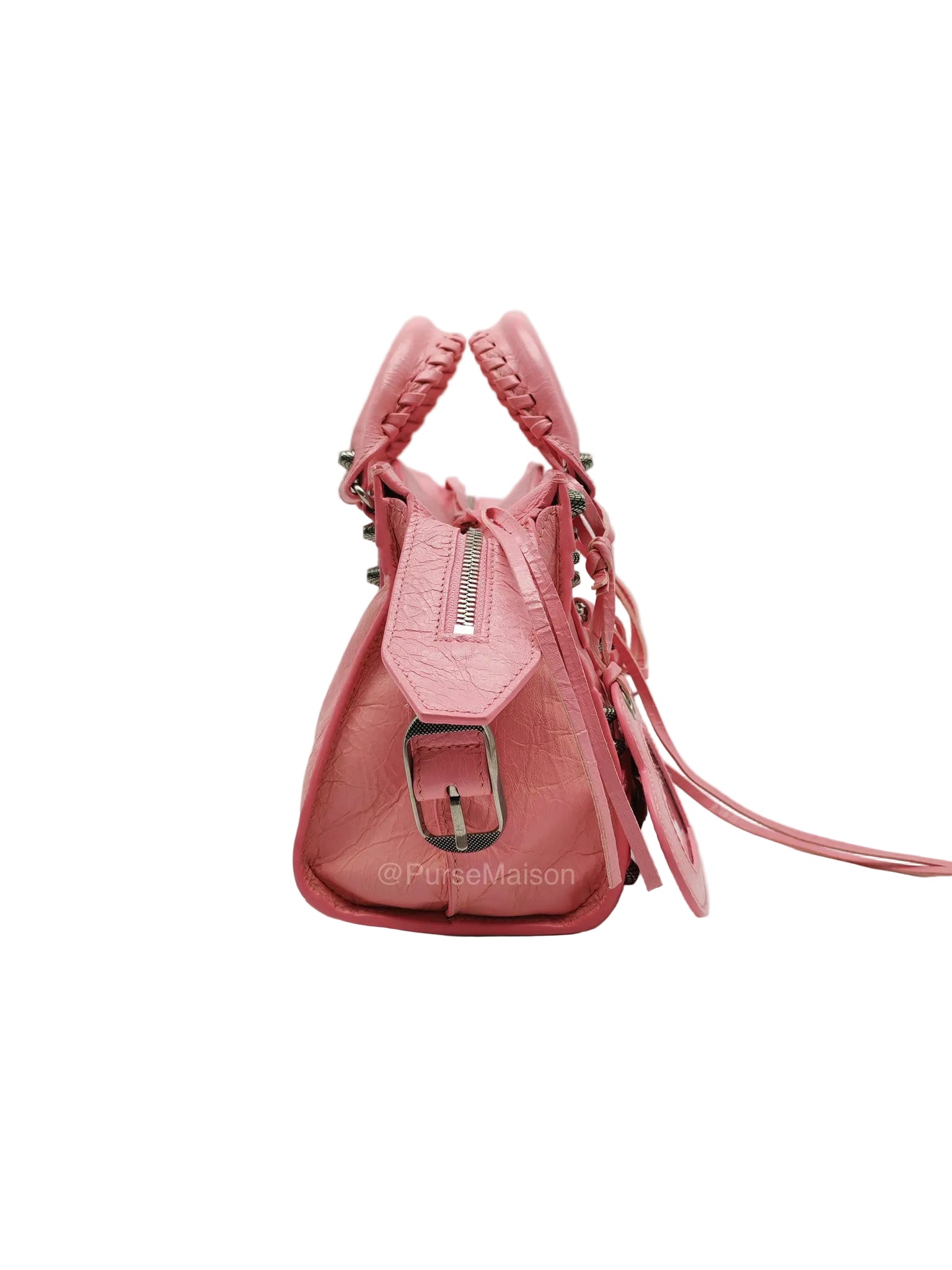 Balenciaga Neo Cagole Small in Sweet Pink Arena Lambskin Leather and Silver Hardware | Purse Maison Luxury Bags Shop