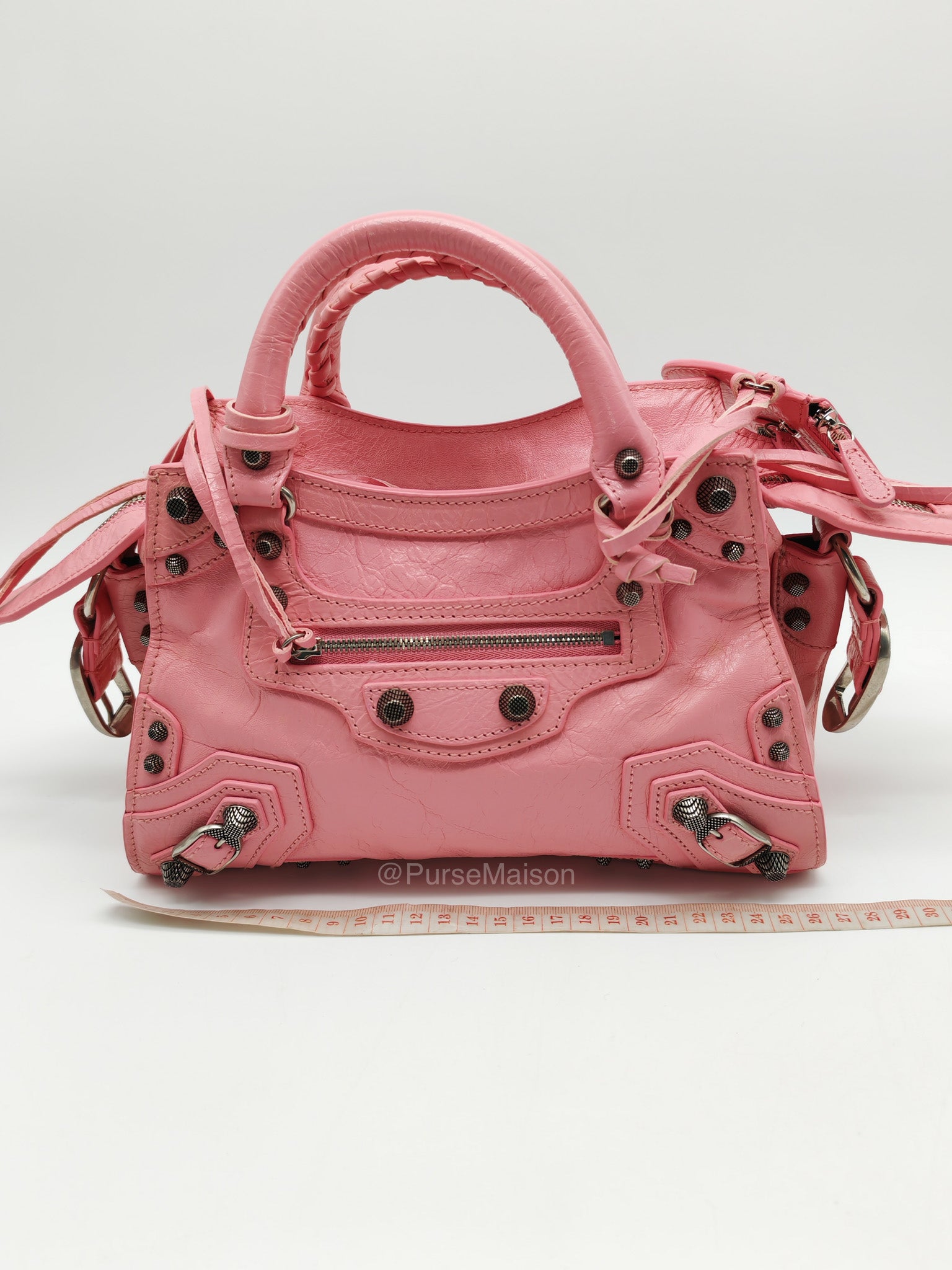 Balenciaga Neo Cagole Small in Sweet Pink Arena Lambskin Leather and Silver Hardware | Purse Maison Luxury Bags Shop