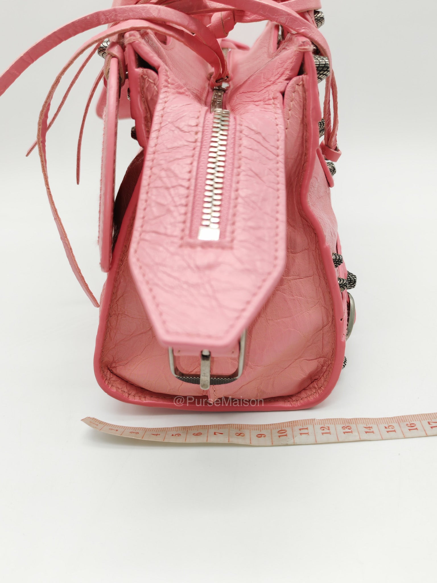 Balenciaga Neo Cagole Small in Sweet Pink Arena Lambskin Leather and Silver Hardware | Purse Maison Luxury Bags Shop