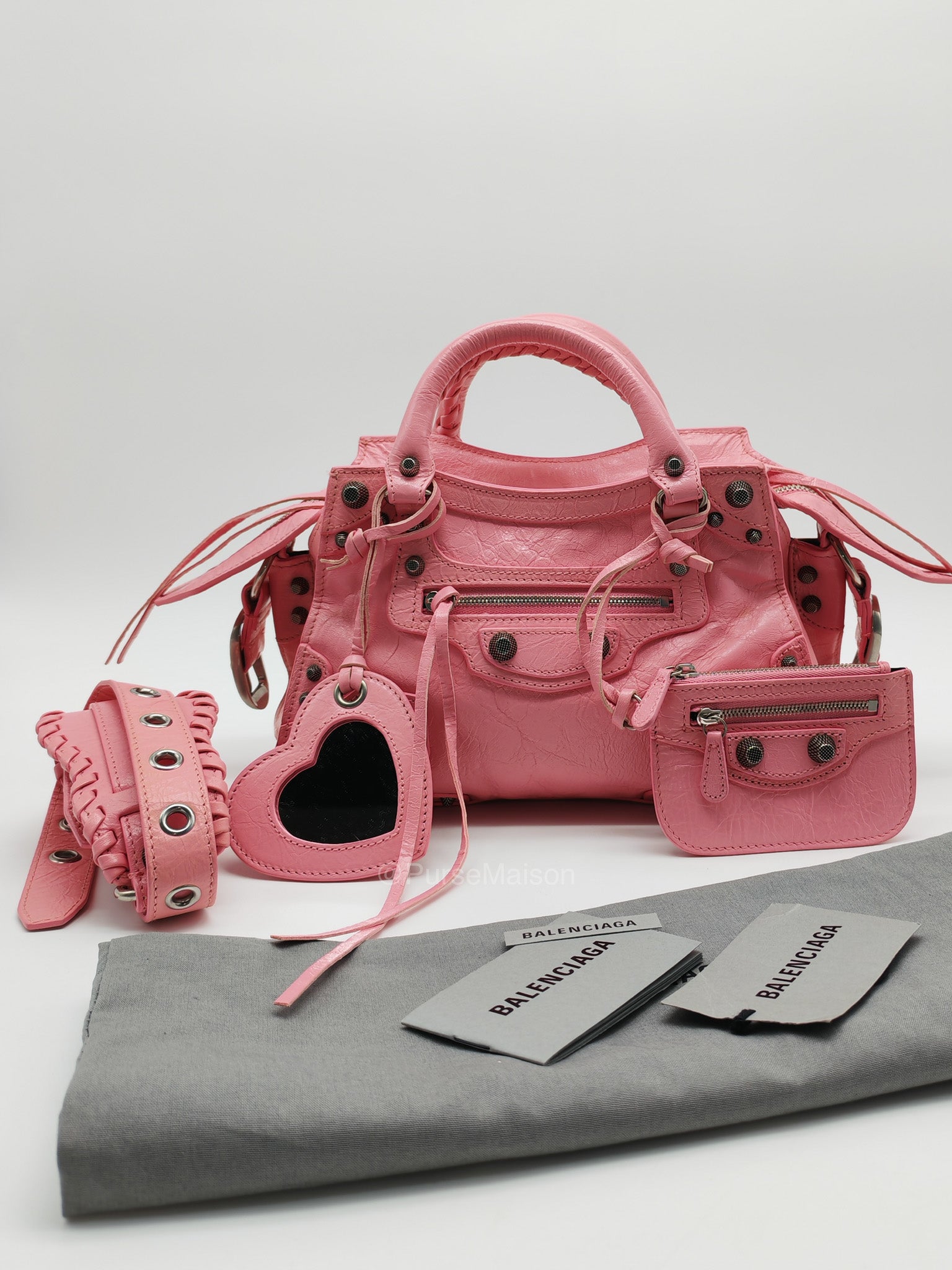 Balenciaga Neo Cagole Small in Sweet Pink Arena Lambskin Leather and Silver Hardware | Purse Maison Luxury Bags Shop