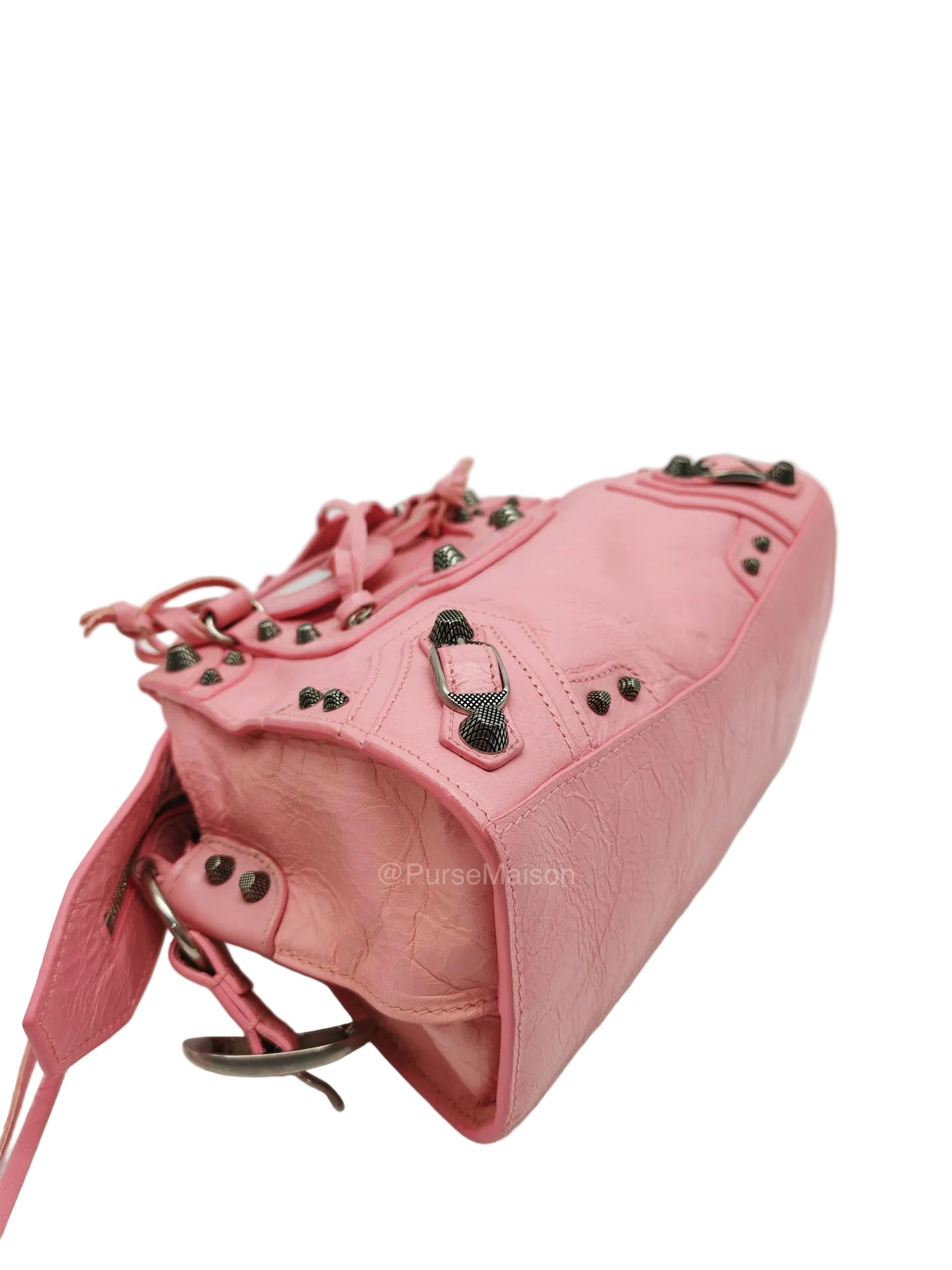Balenciaga Neo Cagole Small in Sweet Pink Arena Lambskin Leather and Silver Hardware | Purse Maison Luxury Bags Shop