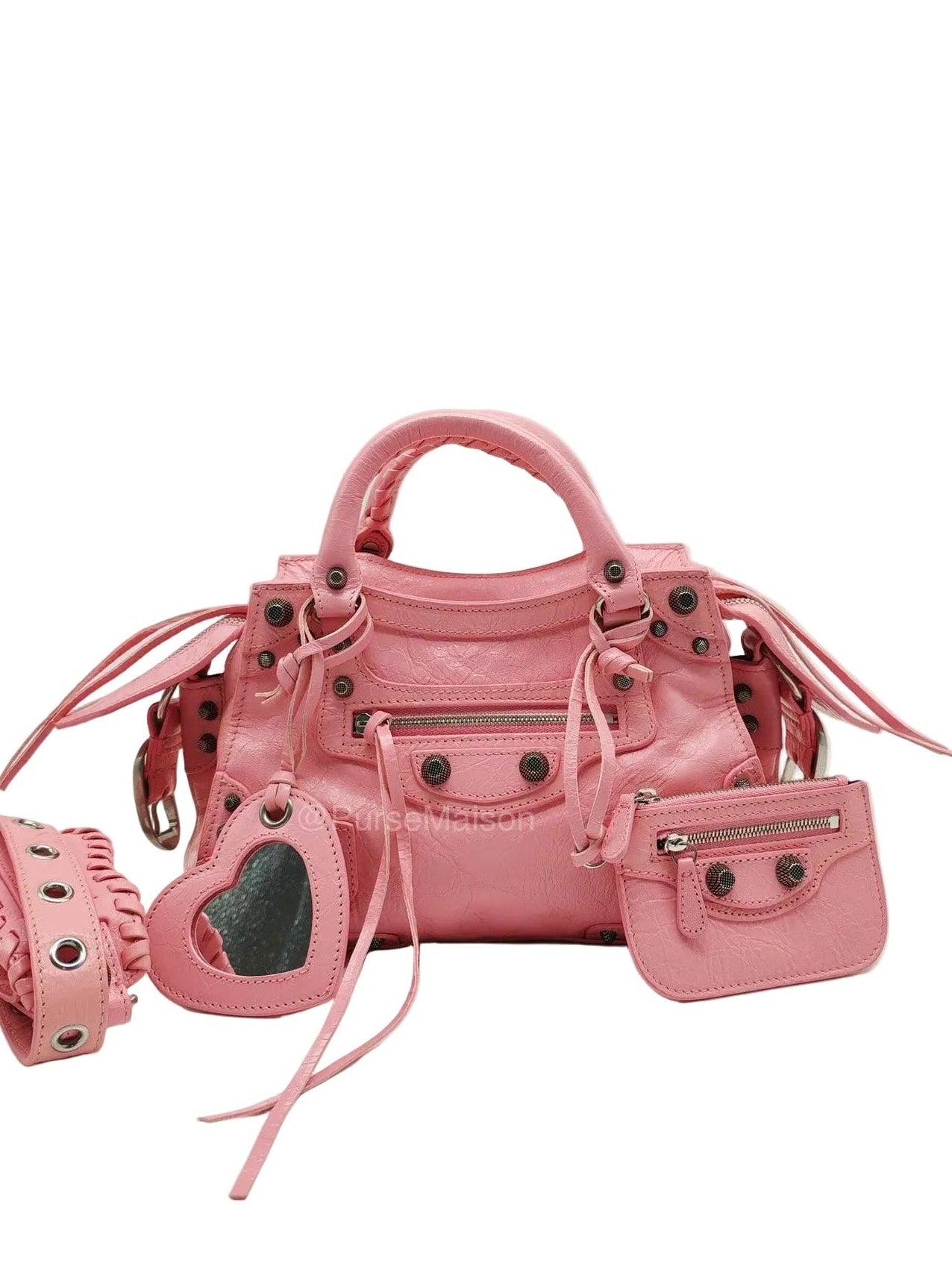 Balenciaga Neo Cagole Small in Sweet Pink Arena Lambskin Leather and Silver Hardware | Purse Maison Luxury Bags Shop