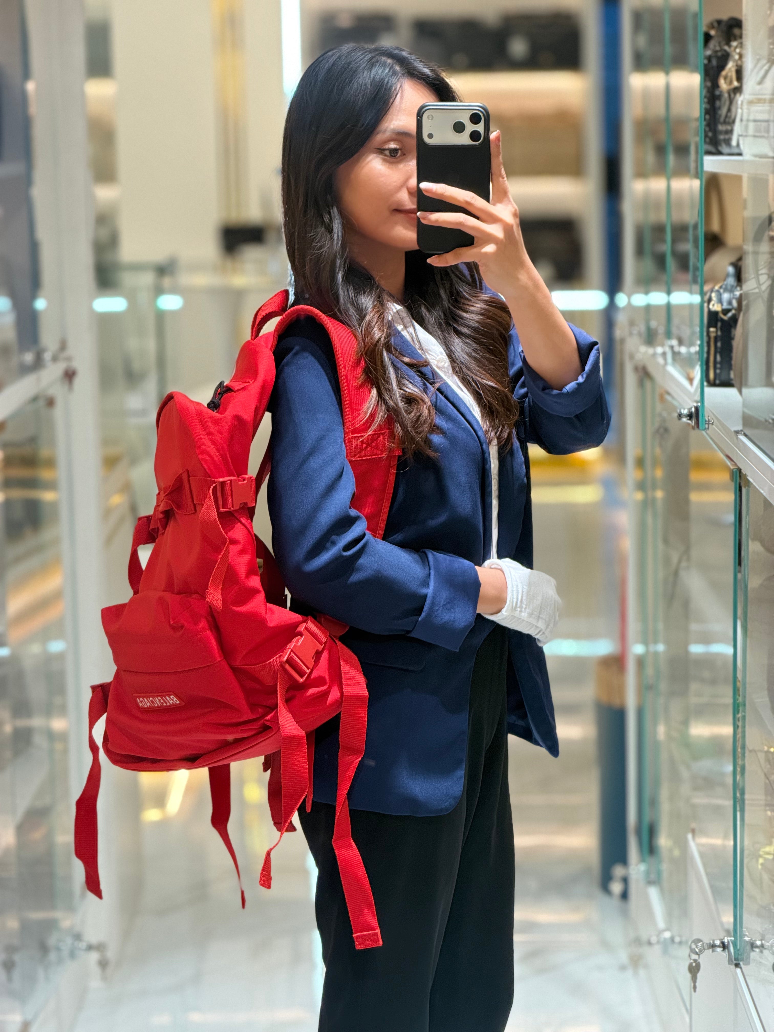 Balenciaga Skiwear in Red Nylon Backpack | Purse Maison Luxury Bags Shop