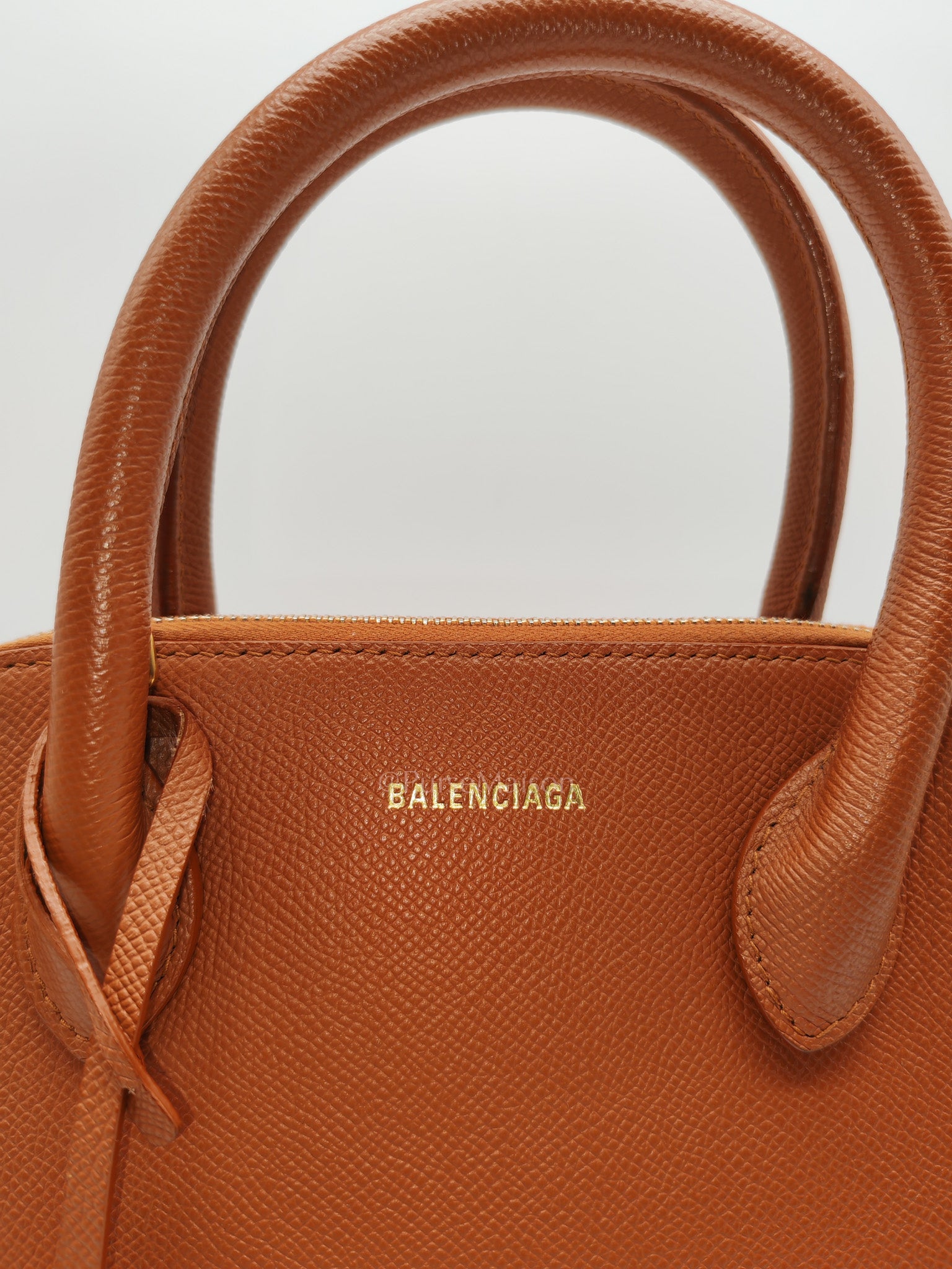 Balenciaga Ville Top Handle Bag in Brown Grained Calfskin Leather and Gold Hardware | Purse Maison Luxury Bags Shop