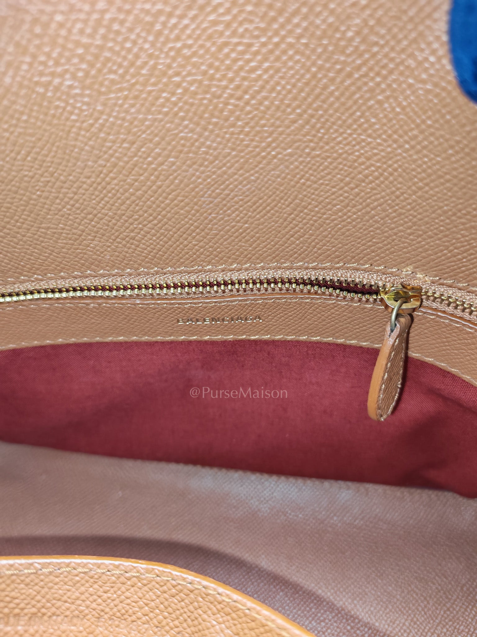 Balenciaga Ville Top Handle Bag in Brown Grained Calfskin Leather and Gold Hardware | Purse Maison Luxury Bags Shop