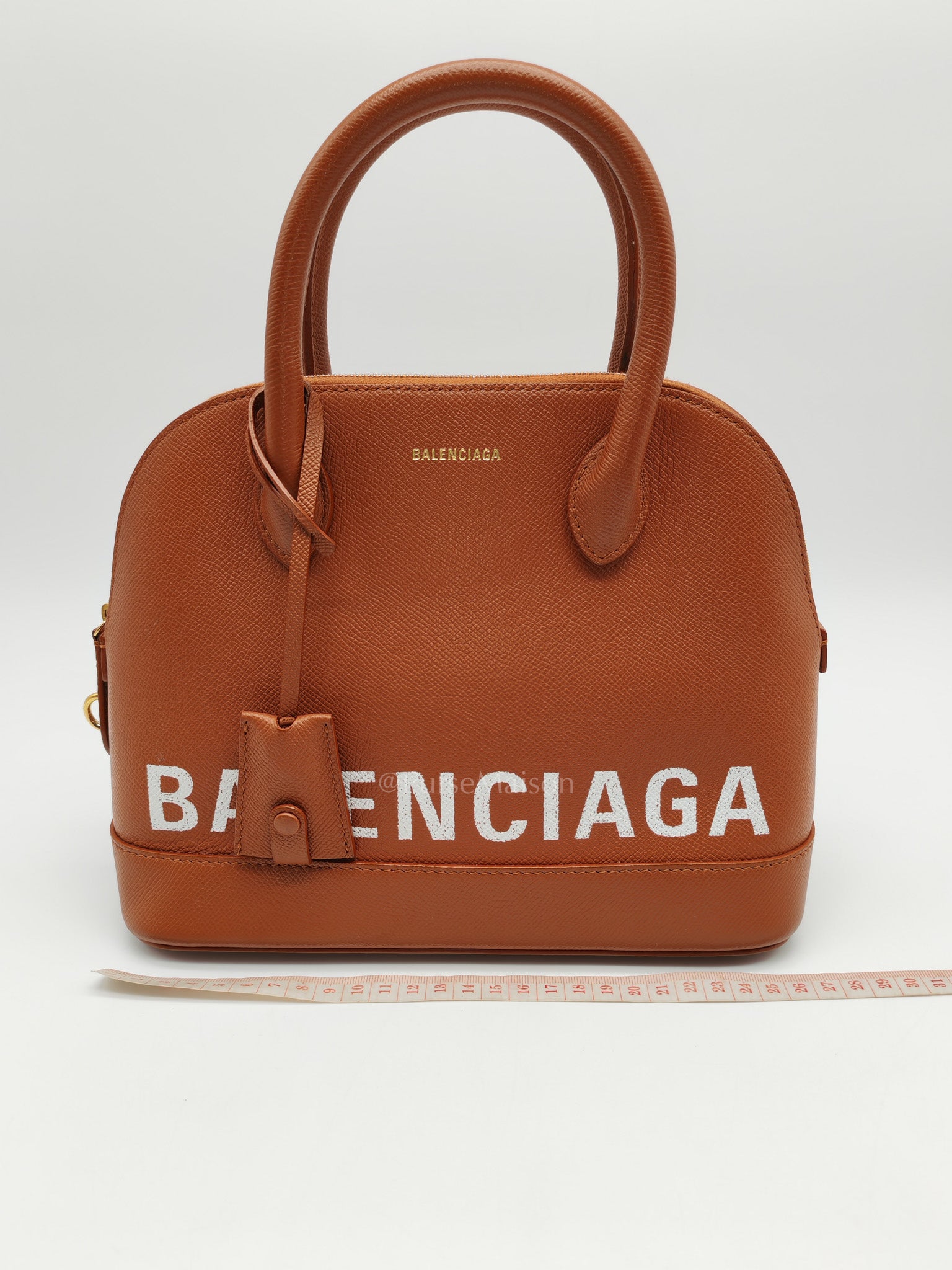 Balenciaga Ville Top Handle Bag in Brown Grained Calfskin Leather and Gold Hardware | Purse Maison Luxury Bags Shop
