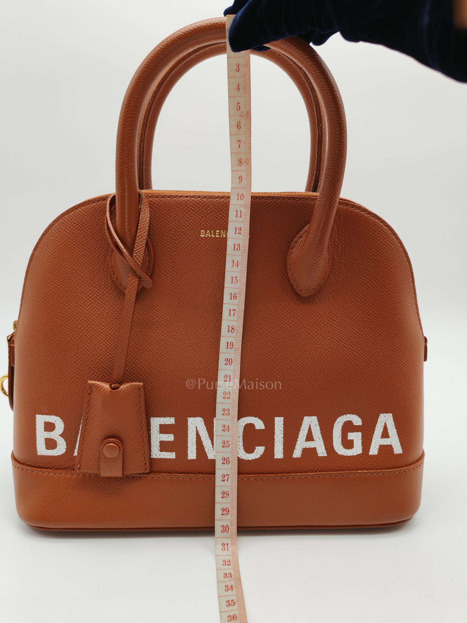 Balenciaga Ville Top Handle Bag in Brown Grained Calfskin Leather and Gold Hardware | Purse Maison Luxury Bags Shop