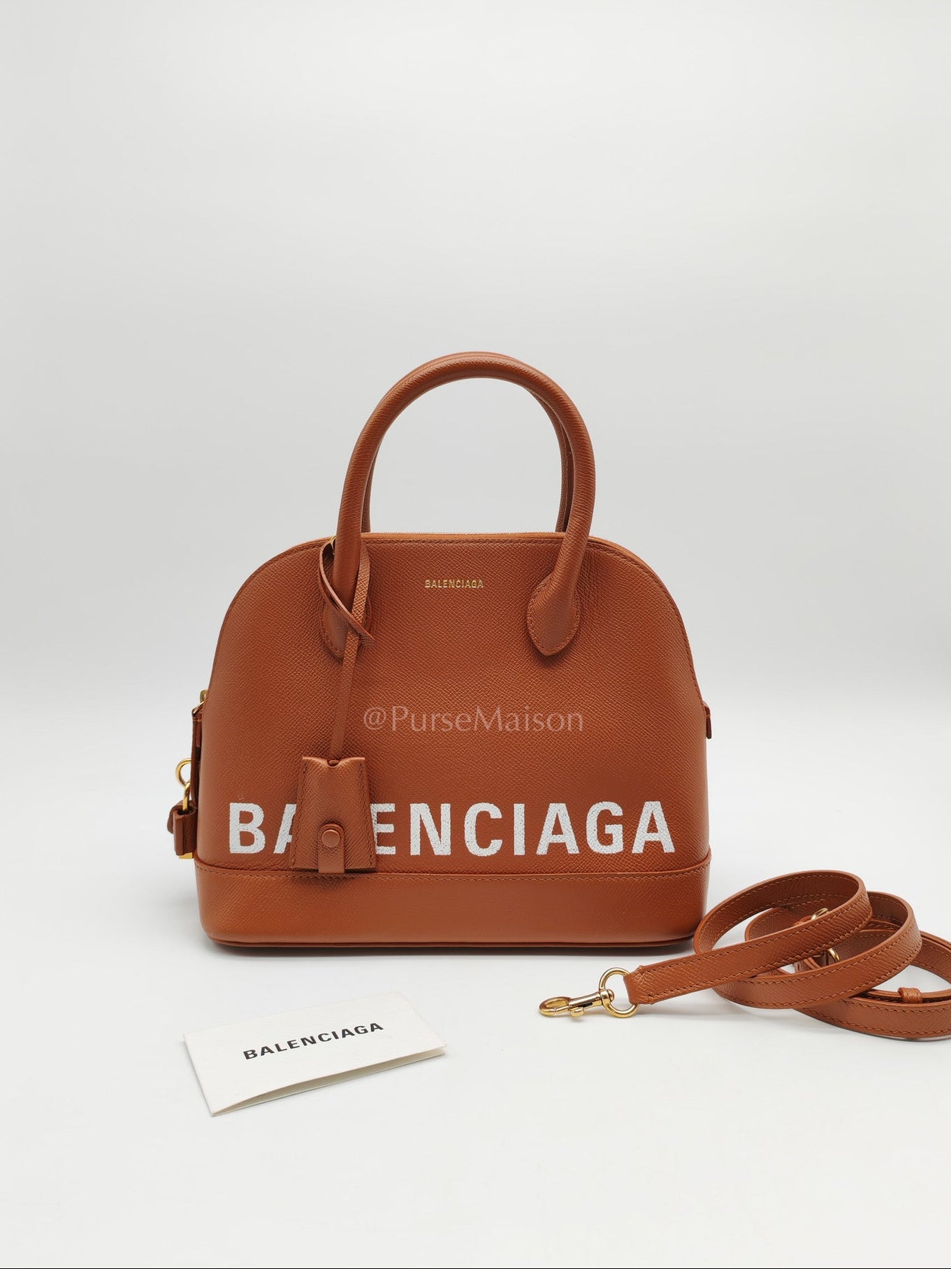 Balenciaga Ville Top Handle Bag in Brown Grained Calfskin Leather and Gold Hardware | Purse Maison Luxury Bags Shop