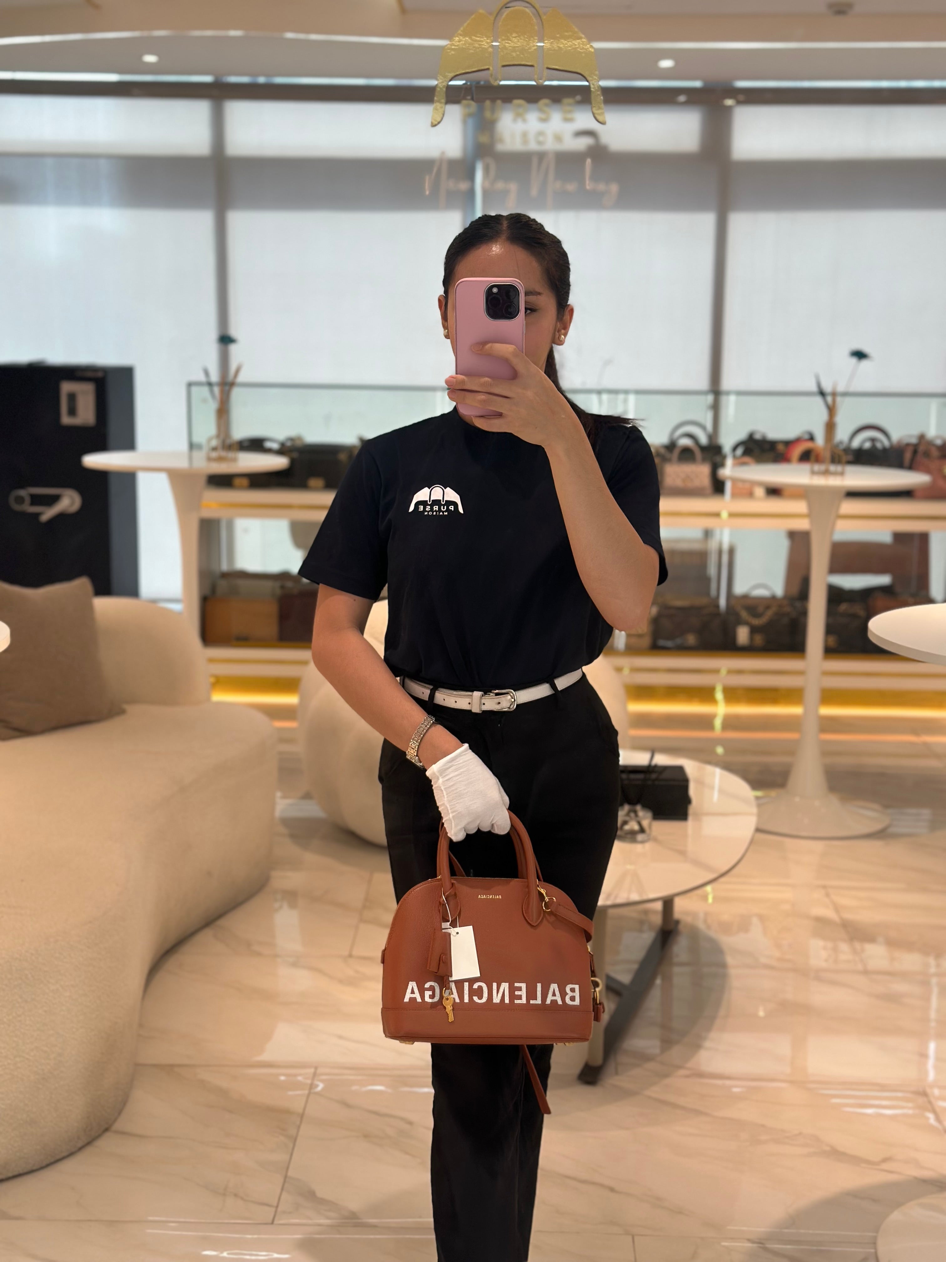 Balenciaga Ville Top Handle Bag in Brown Grained Calfskin Leather and Gold Hardware | Purse Maison Luxury Bags Shop
