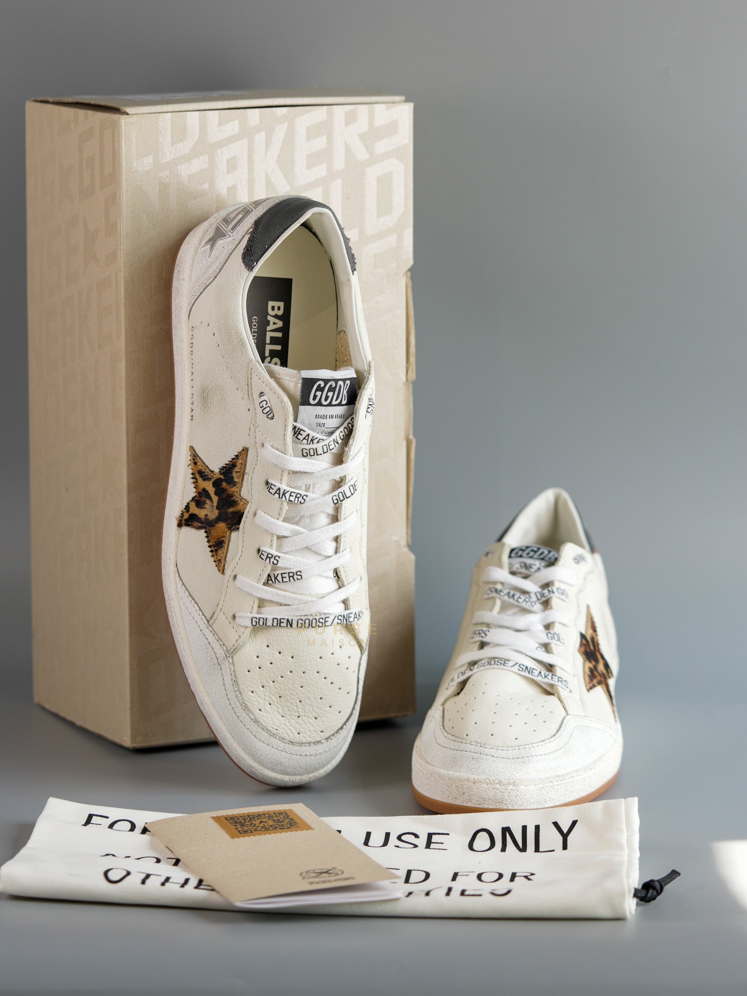Ball Star White Crack Toe and Spur Nappa Quarter Golden Leopard Horsy Star 43 EU (27 cm) | Purse Maison Luxury Bags Shop