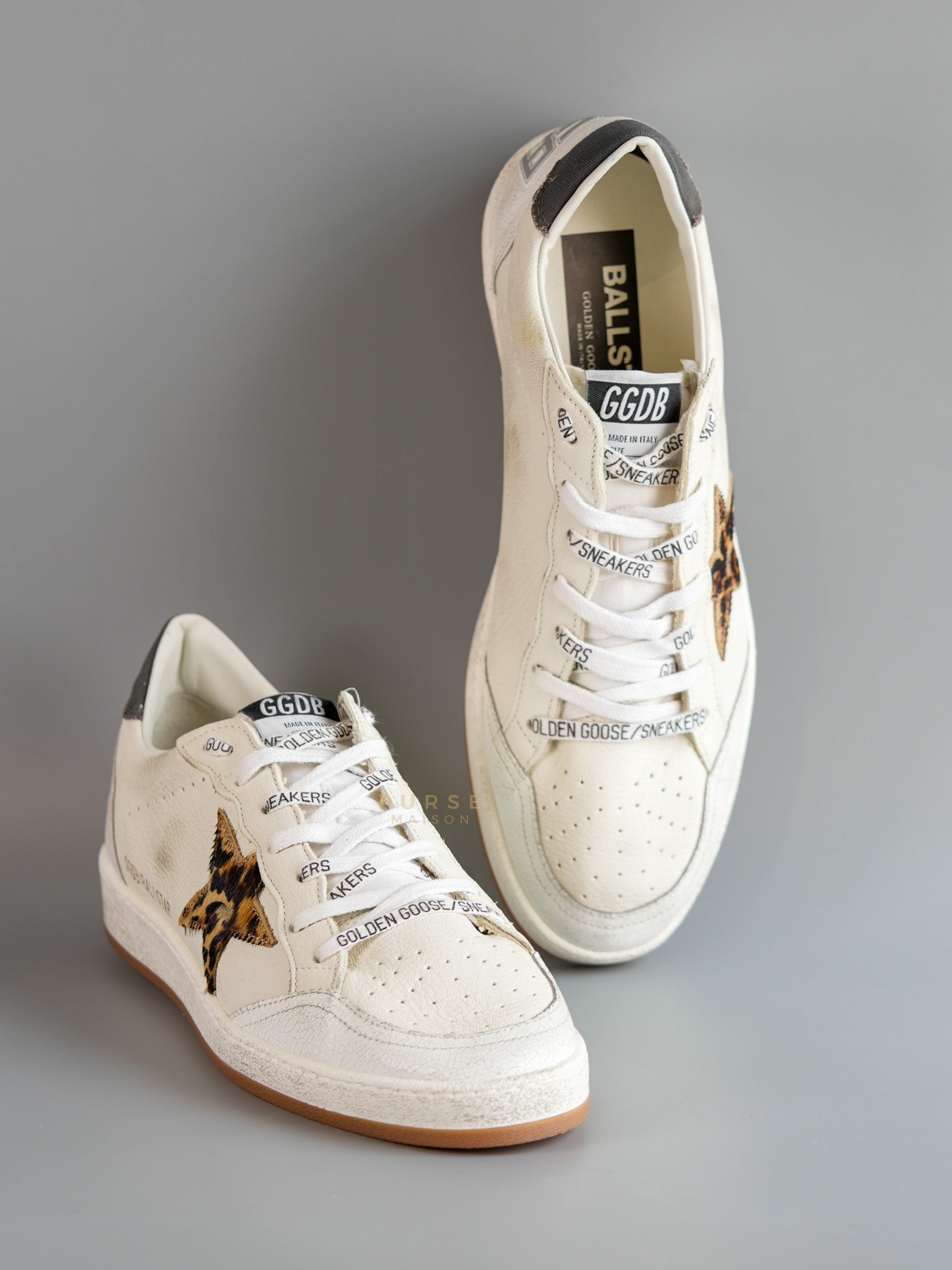 Ball Star White Crack Toe and Spur Nappa Quarter Golden Leopard Horsy Star 43 EU (27 cm) | Purse Maison Luxury Bags Shop