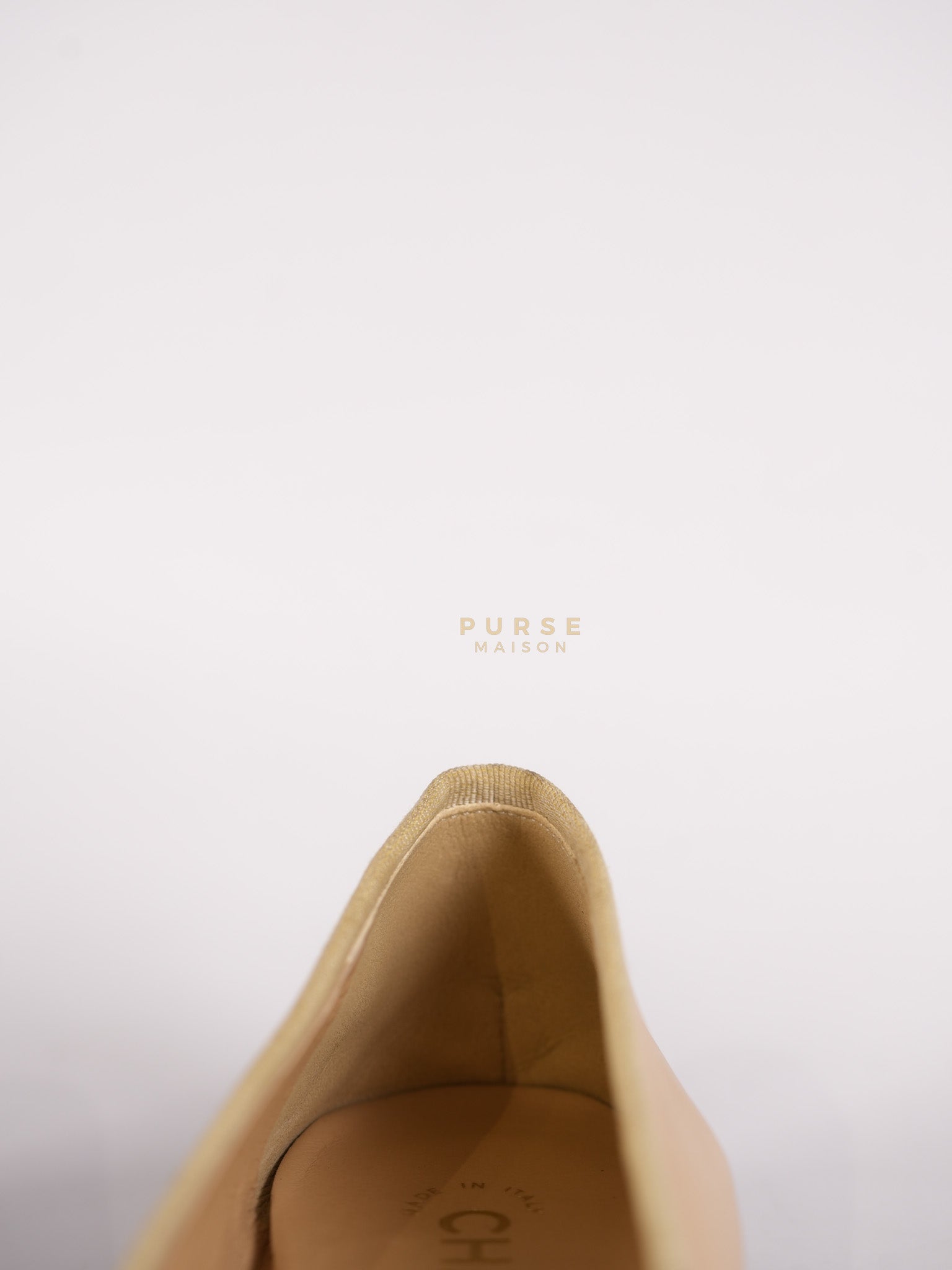 Ballerina Flats Beige/ Black Calfskin Leather Size 38 EU (24cm) | Purse Maison Luxury Bags Shop