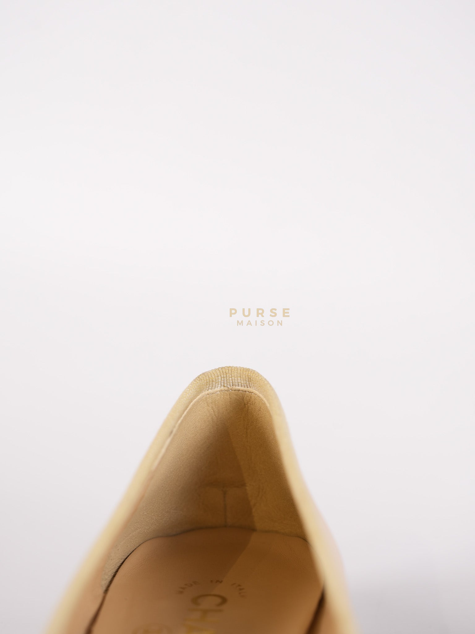 Ballerina Flats Beige/ Black Calfskin Leather Size 38 EU (24cm) | Purse Maison Luxury Bags Shop