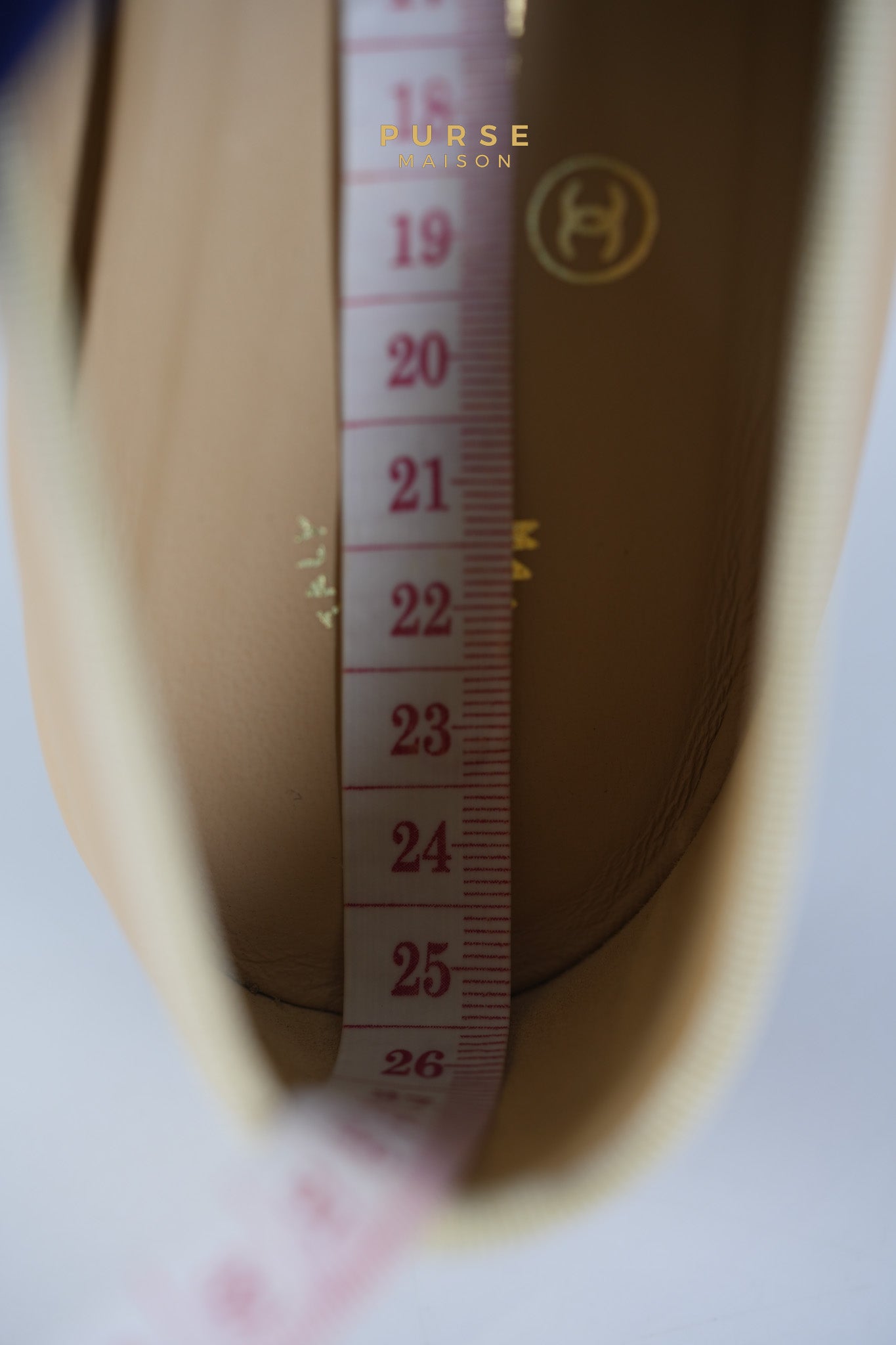 Ballerina Flats Beige & Black Calfskin Leather Size 38 EU(24cm) | Purse Maison Luxury Bags Shop