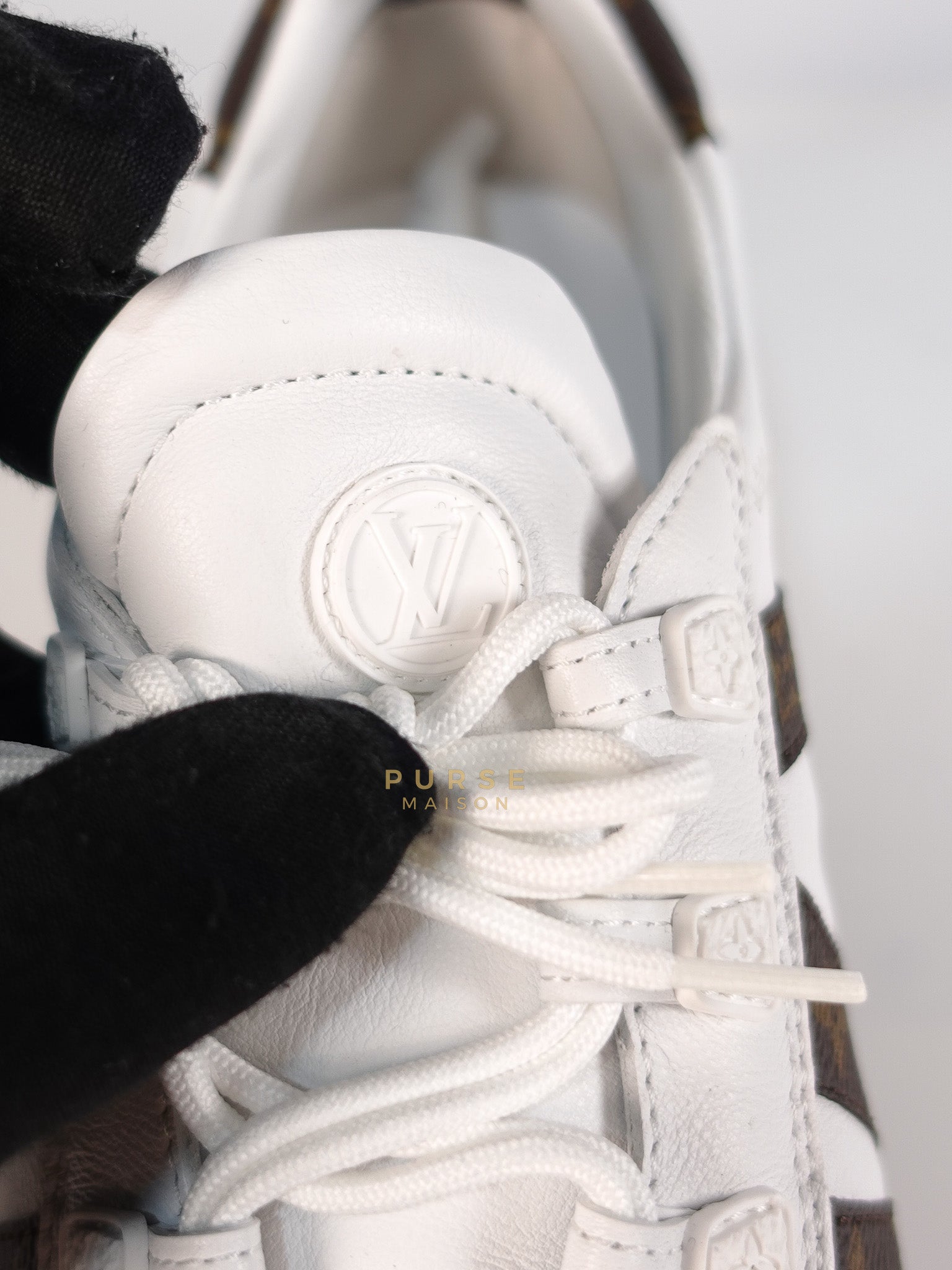 Ballerina Sneakers in White & Brown Size 38.5 EU (24cm) | Purse Maison Luxury Bags Shop