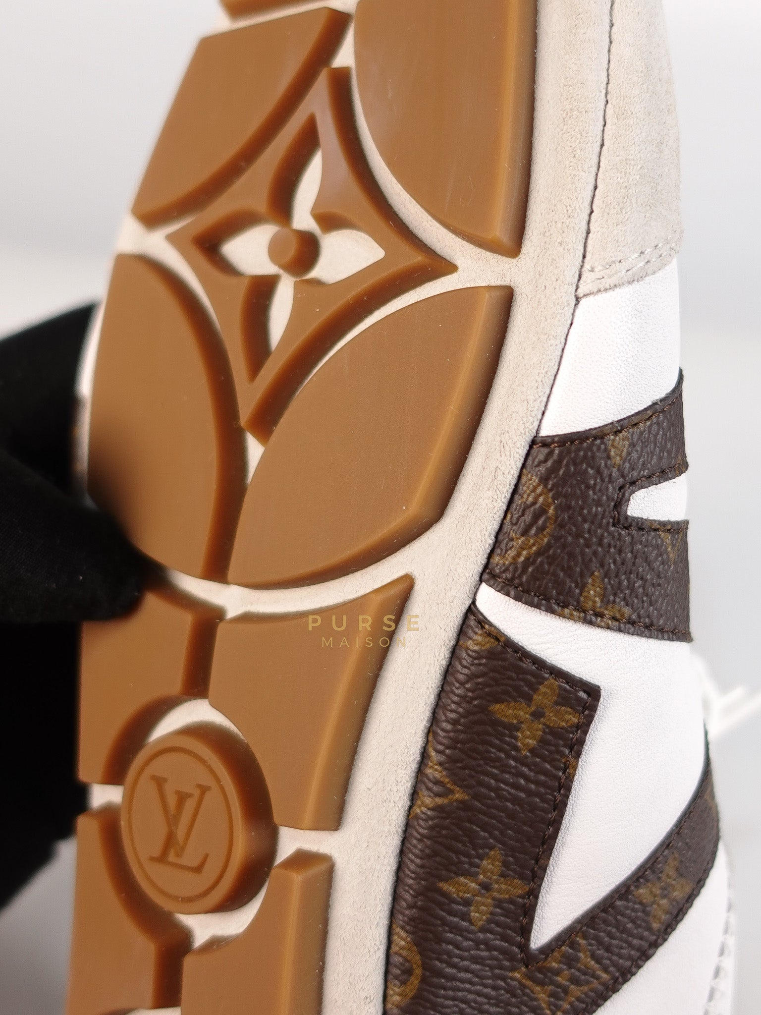 Ballerina Sneakers in White & Brown Size 38.5 EU (24cm) | Purse Maison Luxury Bags Shop