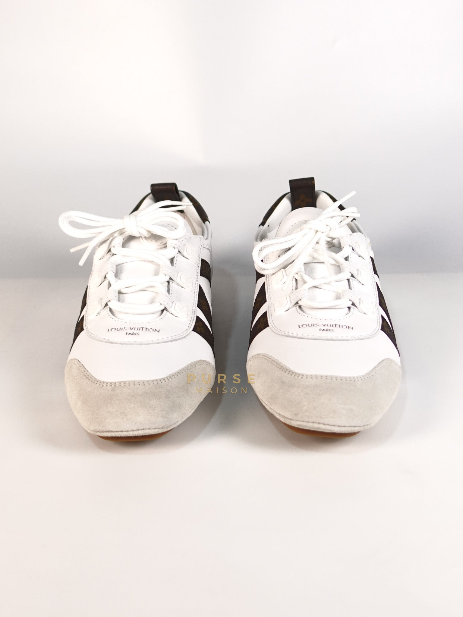 Ballerina Sneakers in White & Brown Size 38.5 EU (24cm) | Purse Maison Luxury Bags Shop