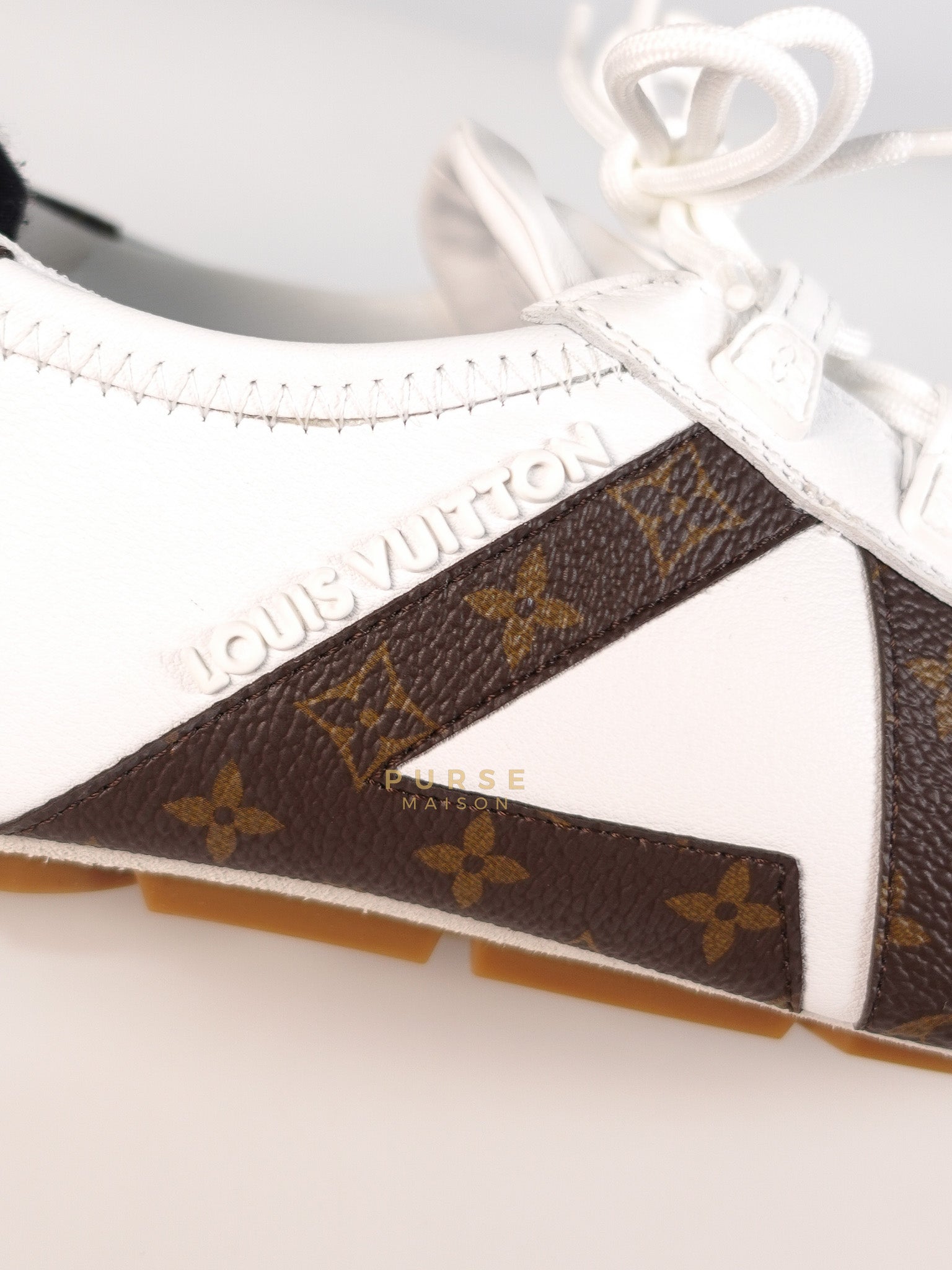 Ballerina Sneakers in White & Brown Size 38.5 EU (24cm) | Purse Maison Luxury Bags Shop