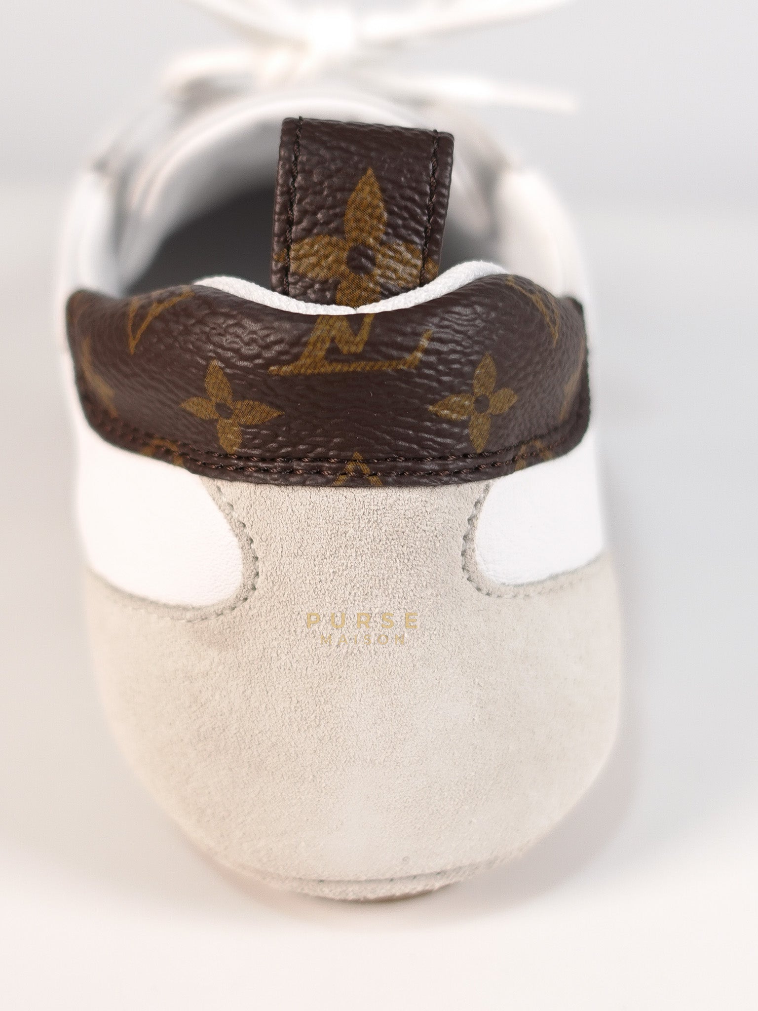 Ballerina Sneakers in White & Brown Size 38.5 EU (24cm) | Purse Maison Luxury Bags Shop