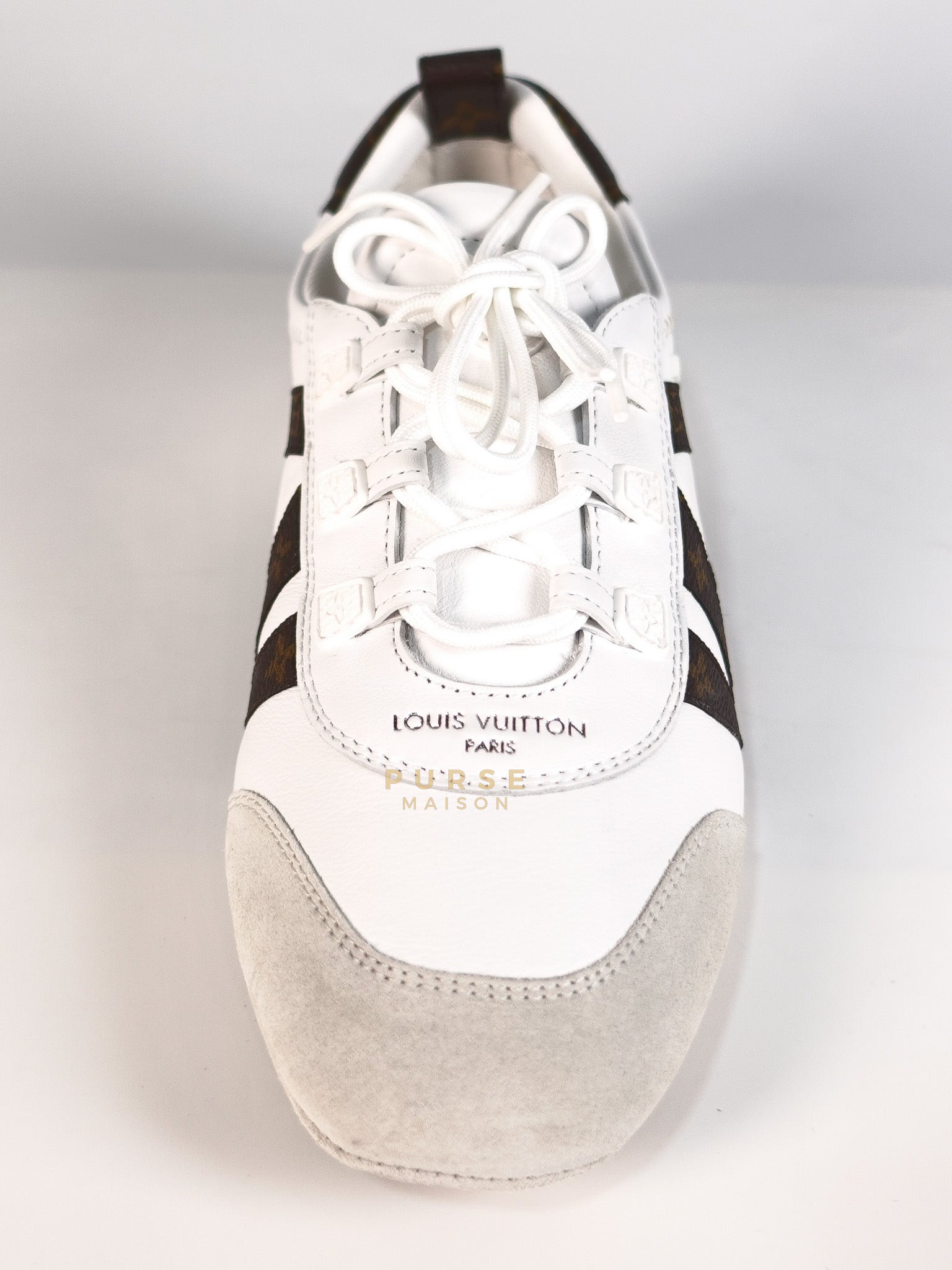 Ballerina Sneakers in White & Brown Size 38.5 EU (24cm) | Purse Maison Luxury Bags Shop