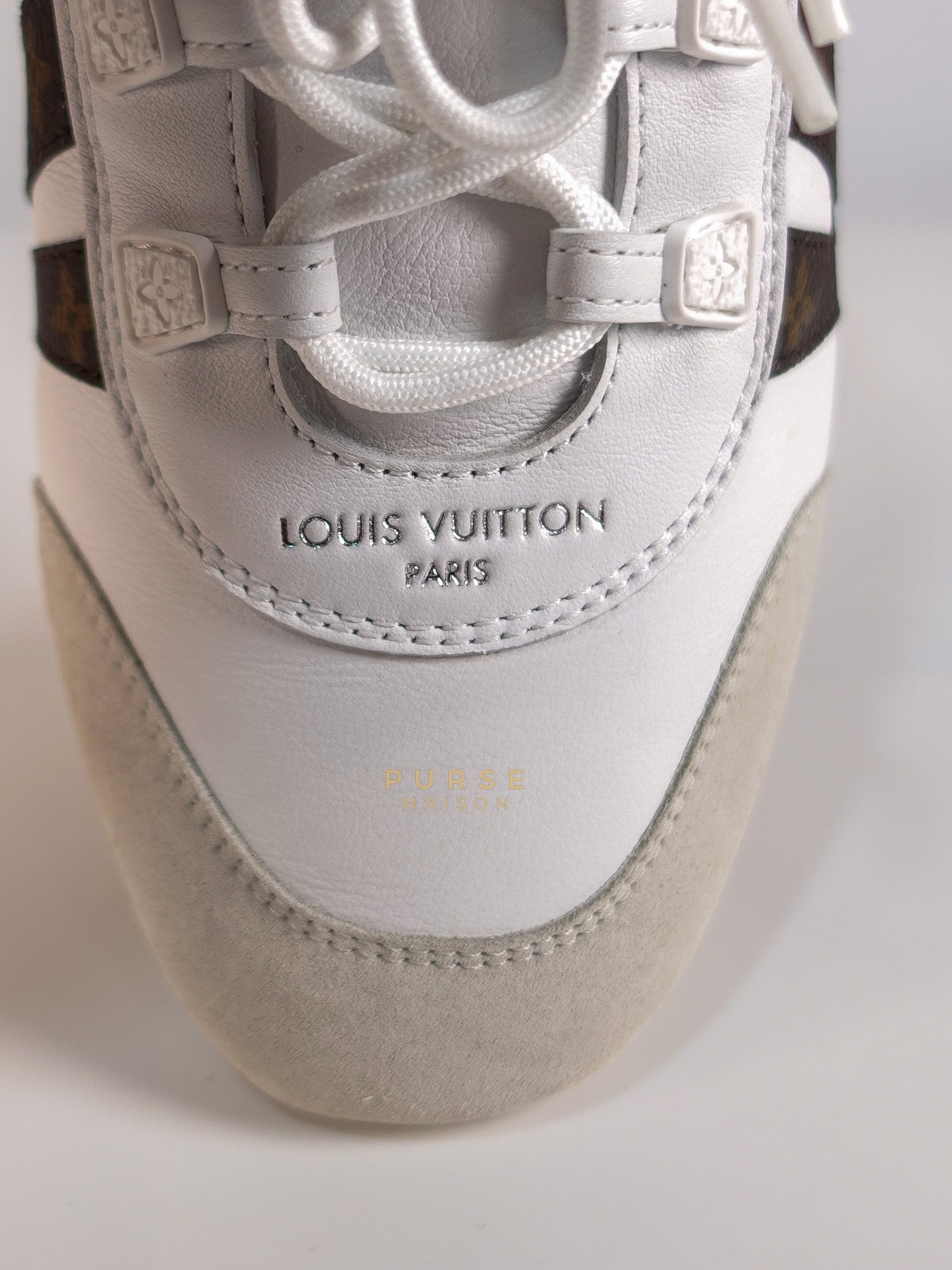 Ballerina Sneakers in White & Brown Size 38.5 EU (24cm) | Purse Maison Luxury Bags Shop