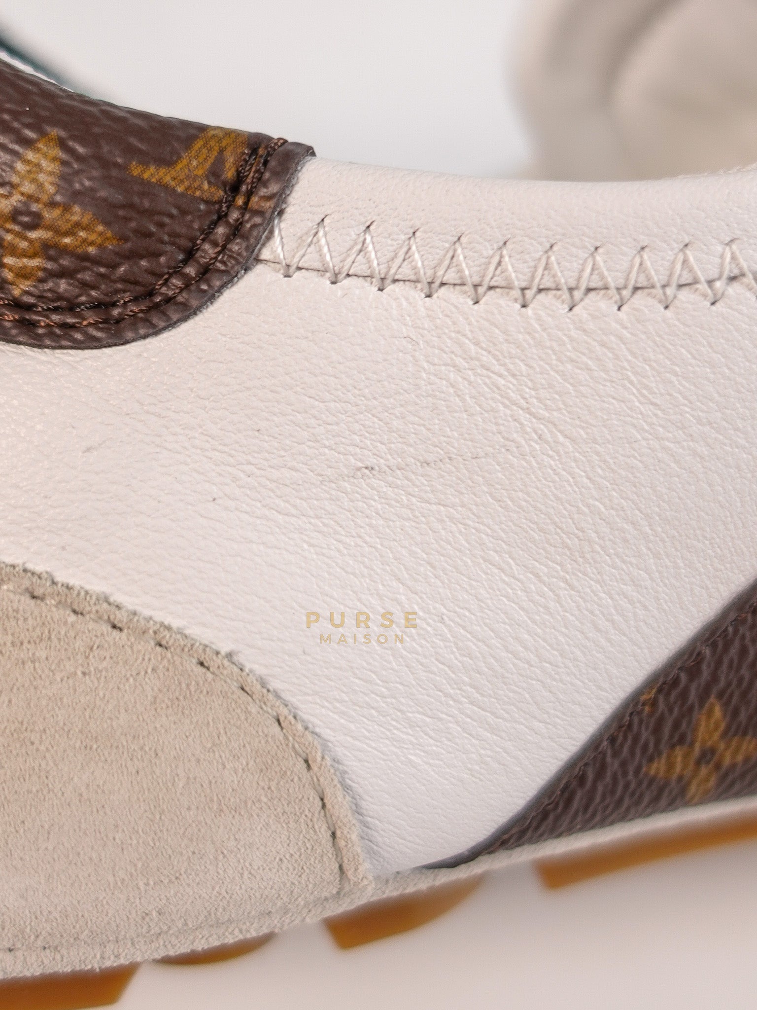 Ballerina Sneakers in White & Brown Size 38.5 EU (24cm) | Purse Maison Luxury Bags Shop