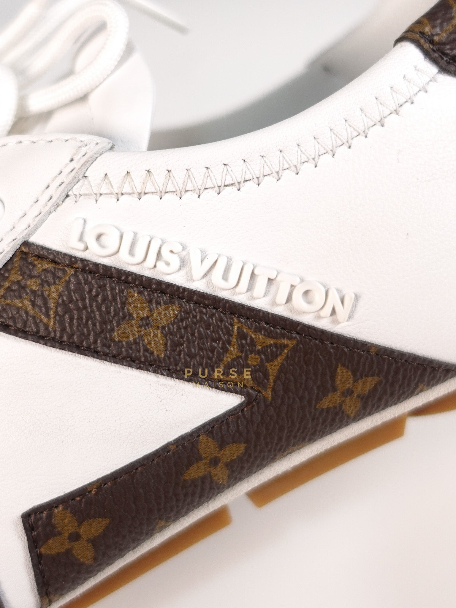 Ballerina Sneakers in White & Brown Size 38.5 EU (24cm) | Purse Maison Luxury Bags Shop