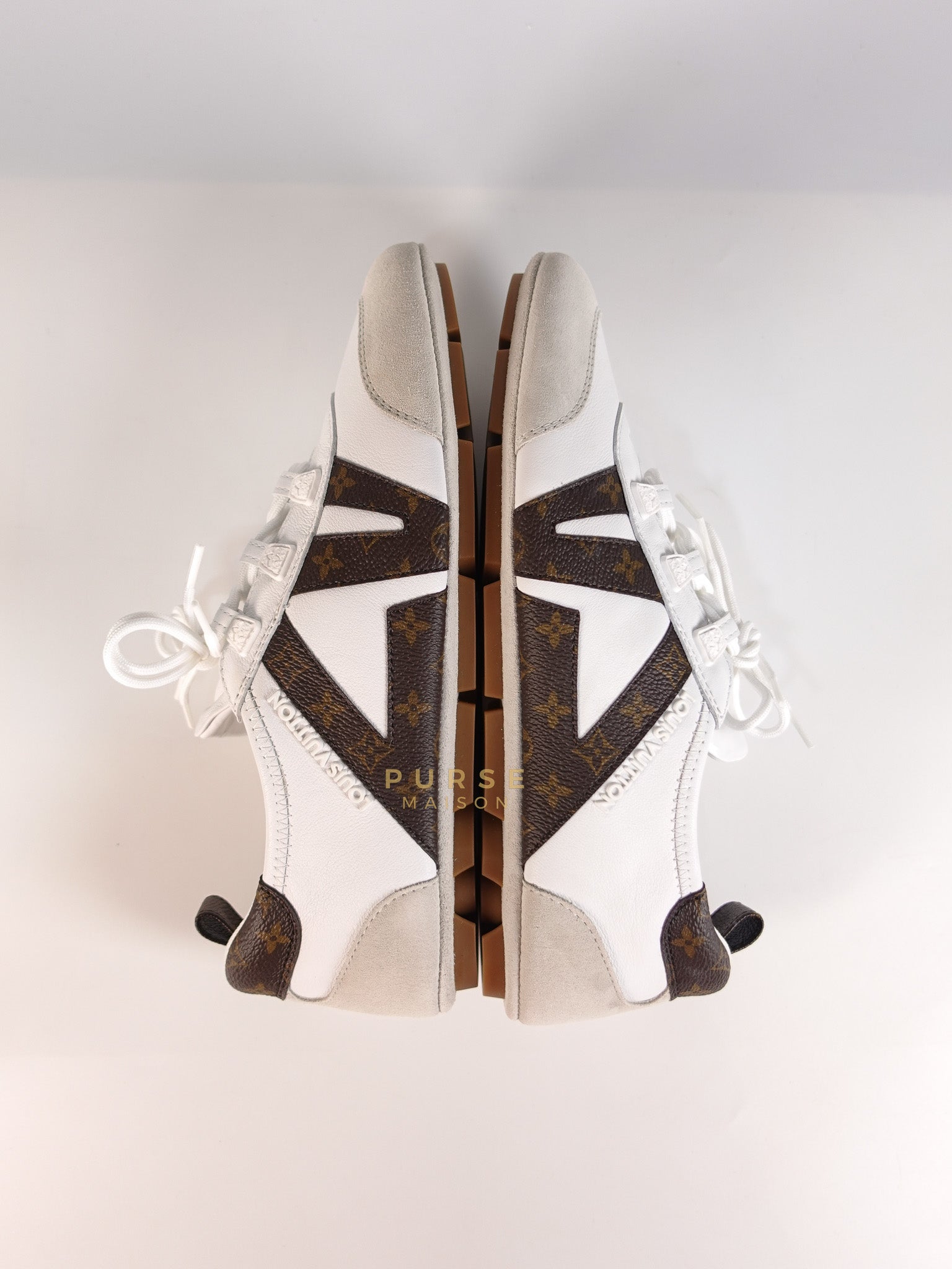 Ballerina Sneakers in White & Brown Size 38.5 EU (24cm) | Purse Maison Luxury Bags Shop