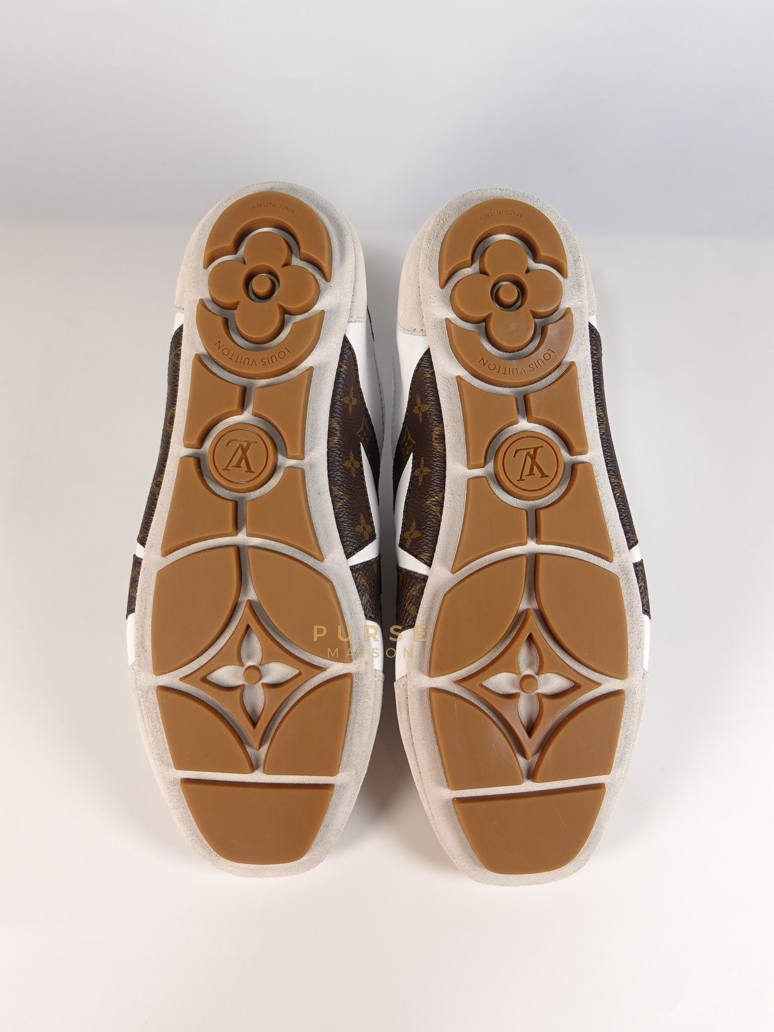 Ballerina Sneakers in White & Brown Size 38.5 EU (24cm) | Purse Maison Luxury Bags Shop