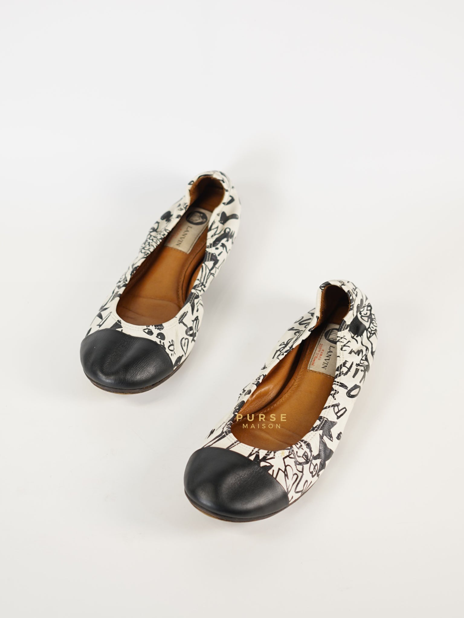Ballerine Cap-toe en Veau in Black/White Calfskin Size 38.5 (25cm) | Purse Maison Luxury Bags Shop