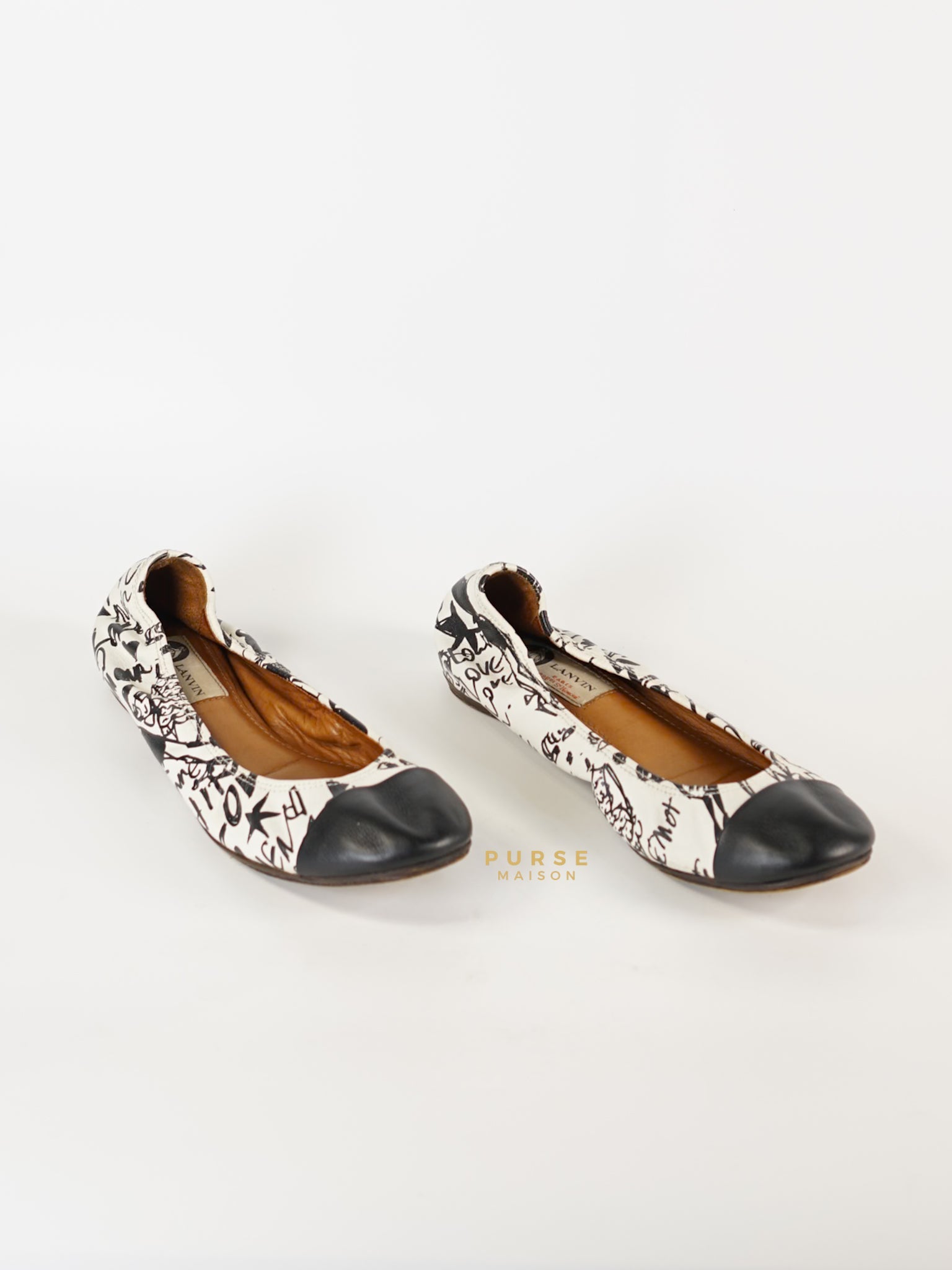 Ballerine Cap-toe en Veau in Black/White Calfskin Size 38.5 (25cm) | Purse Maison Luxury Bags Shop