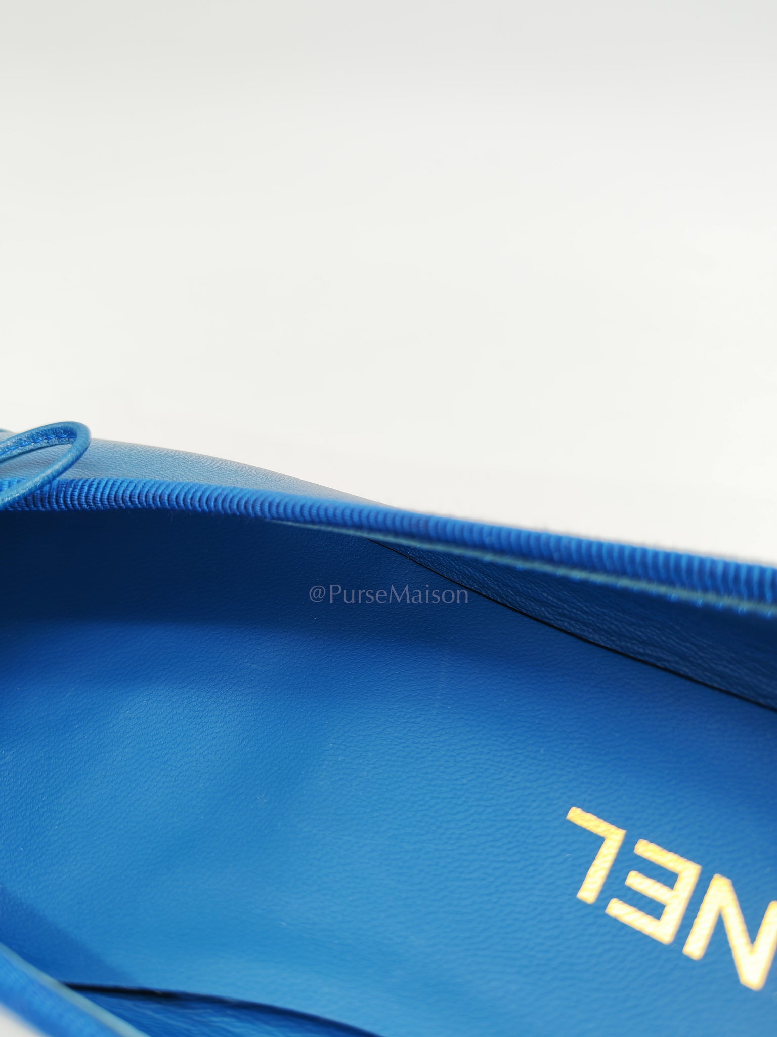 Ballet Flats in Blue Lambskin Leather Size 38EU (24cm) | Purse Maison Luxury Bags Shop