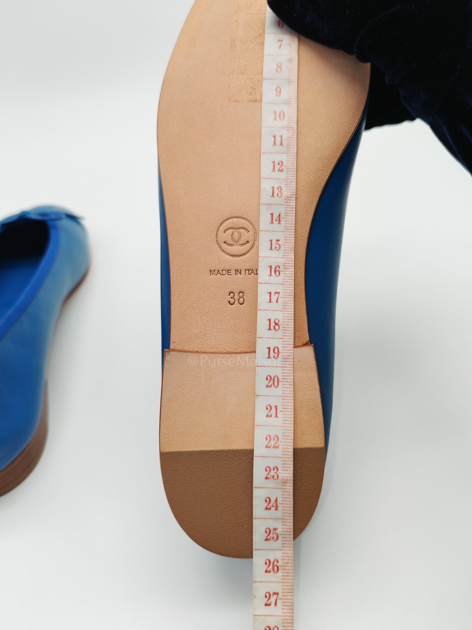 Ballet Flats in Blue Lambskin Leather Size 38EU (24cm) | Purse Maison Luxury Bags Shop
