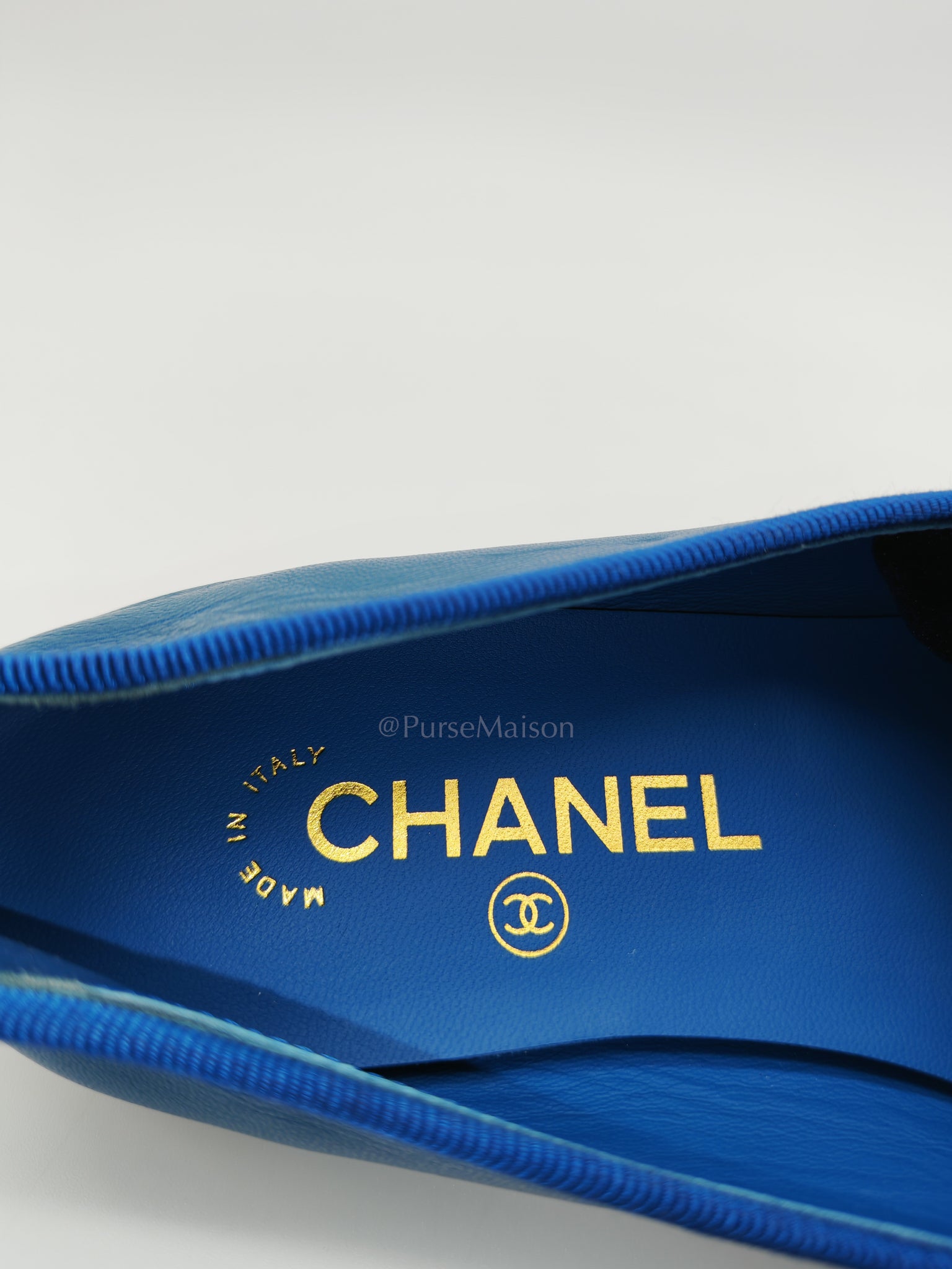 Ballet Flats in Blue Lambskin Leather Size 38EU (24cm) | Purse Maison Luxury Bags Shop