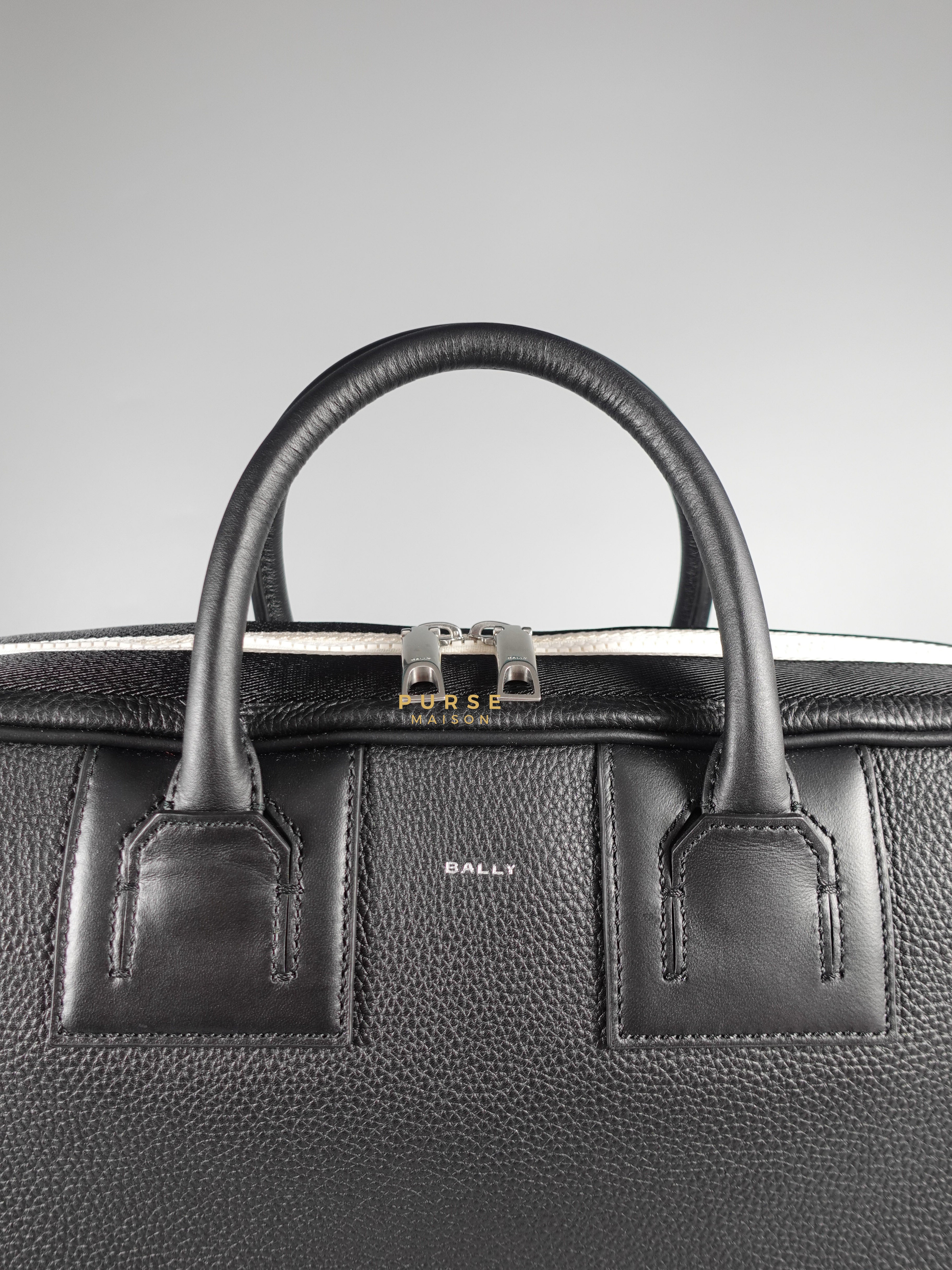 Bally Men’s Briefcase Black in Grained Leather | Purse Maison Luxury Bags Shop