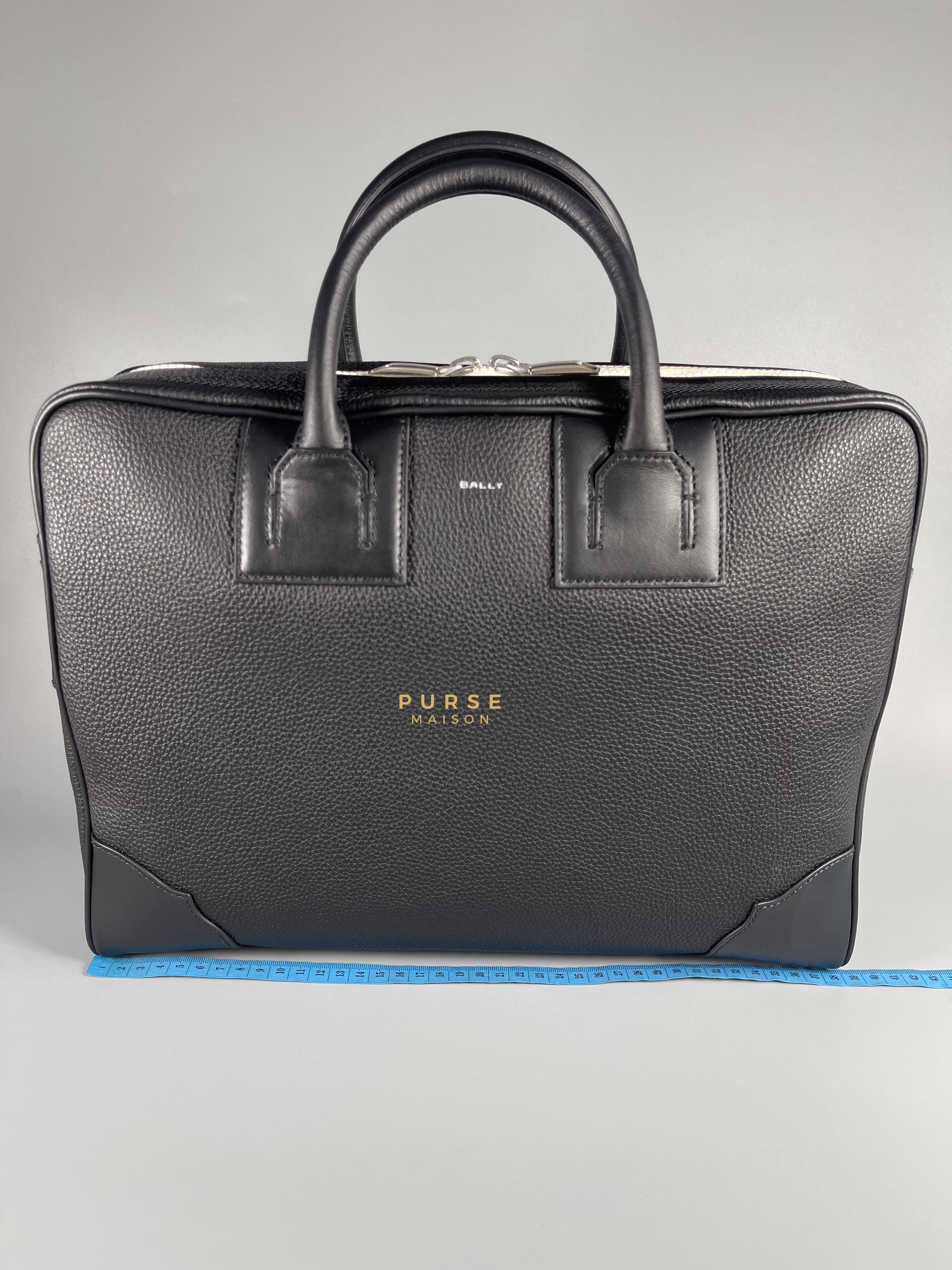 Bally Men’s Briefcase Black in Grained Leather | Purse Maison Luxury Bags Shop