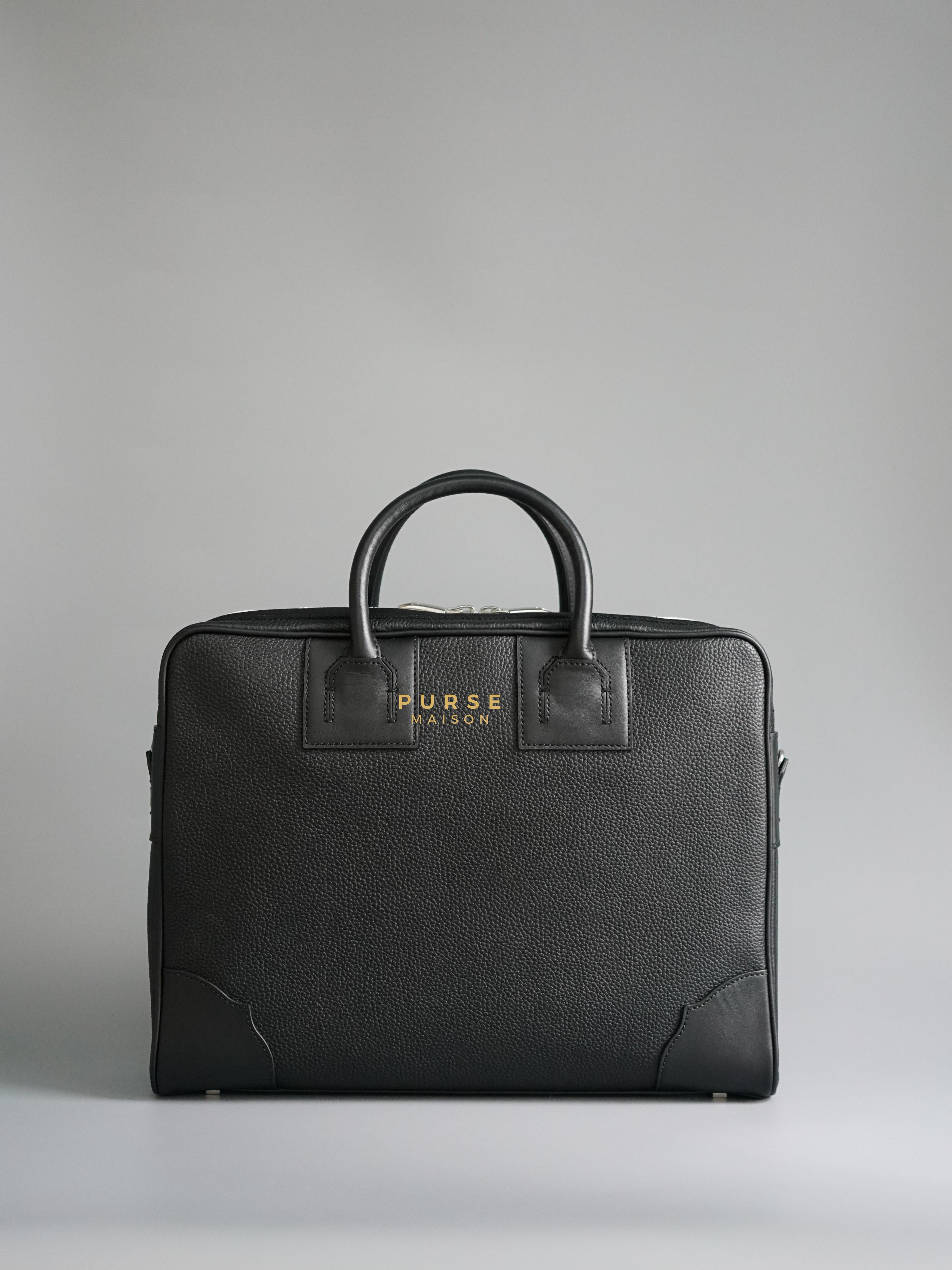 Bally Men’s Briefcase Black in Grained Leather | Purse Maison Luxury Bags Shop