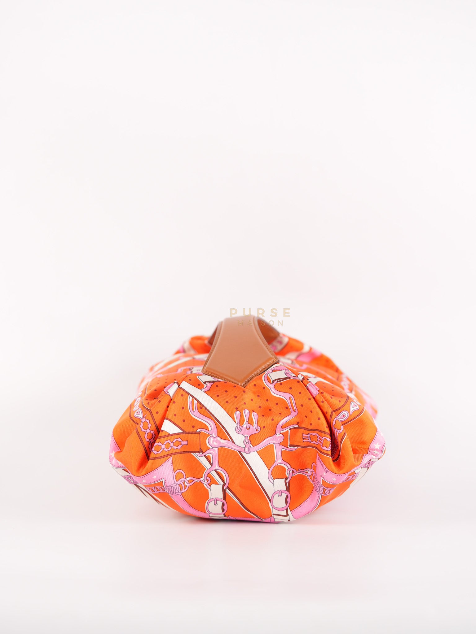 Balusoie in Orange Poppy/Fauve on silk & Hunter Cowhide Leather Stamp B(2023) | Purse Maison Luxury Bags Shop