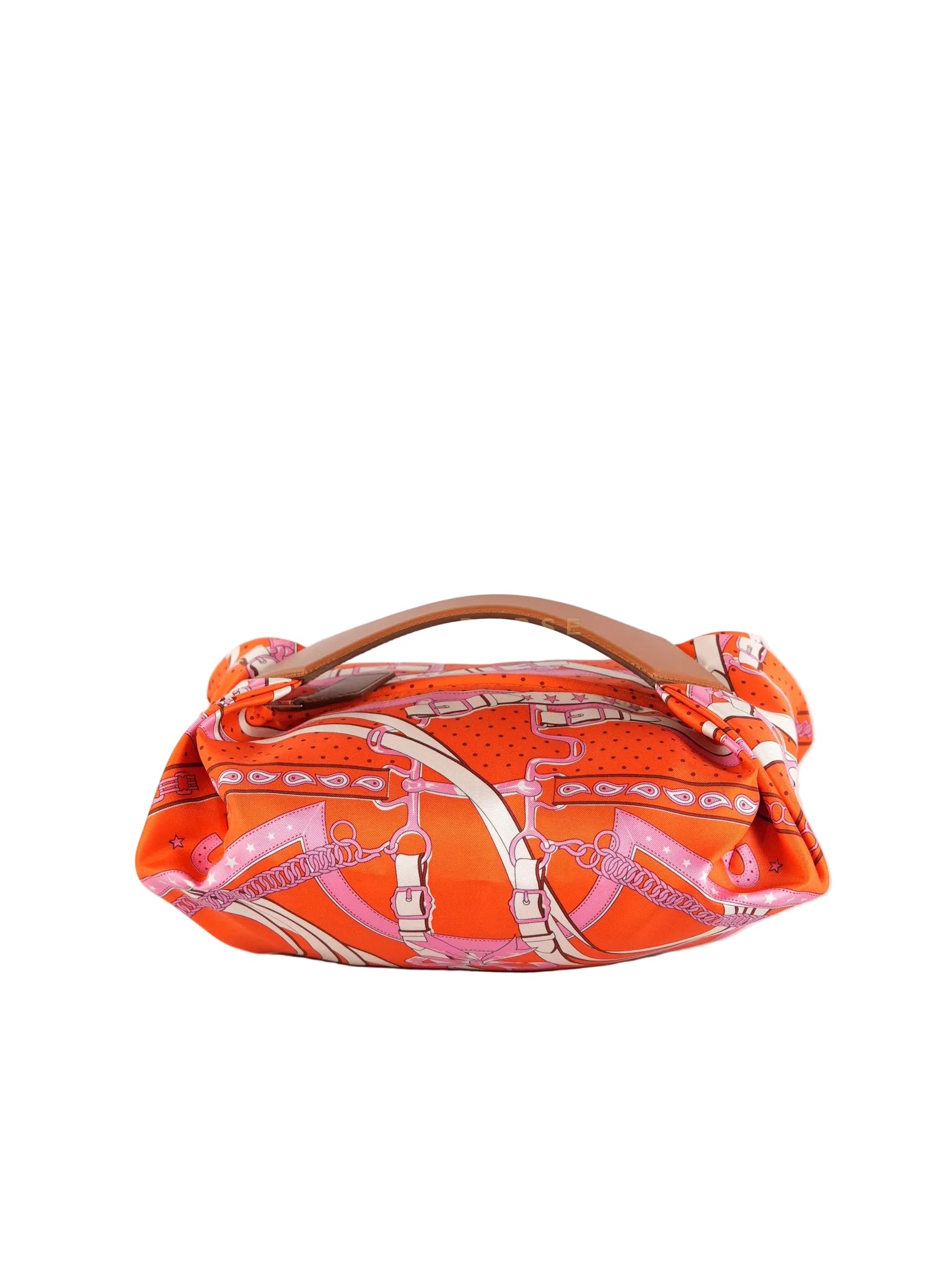Balusoie in Orange Poppy/Fauve on silk & Hunter Cowhide Leather Stamp B(2023) | Purse Maison Luxury Bags Shop