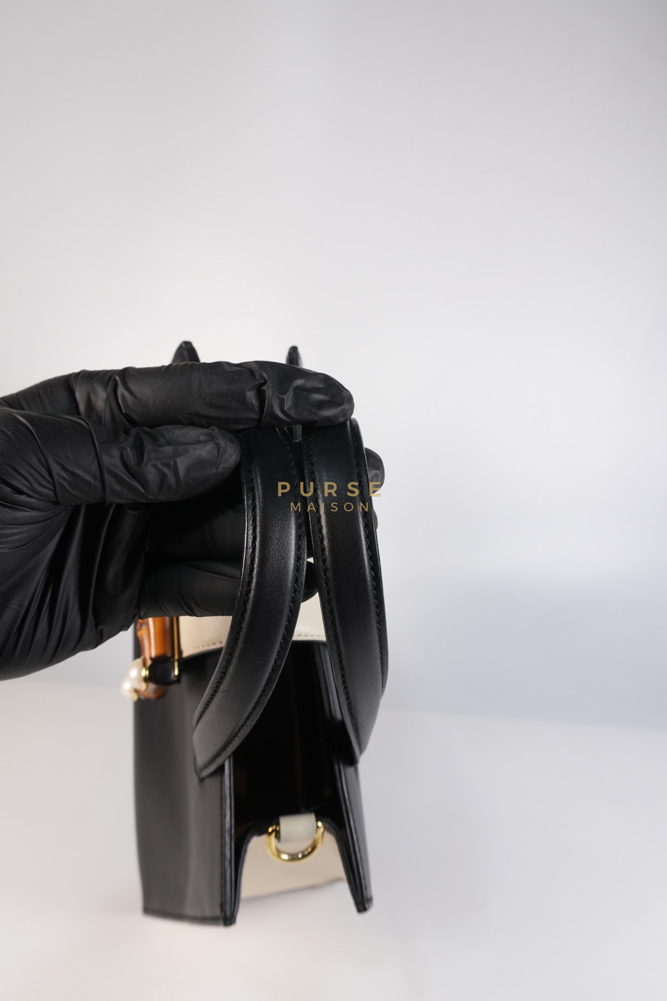 Bamboo Buckle Bi-Color Black/White Tote Bag | Purse Maison Luxury Bags Shop