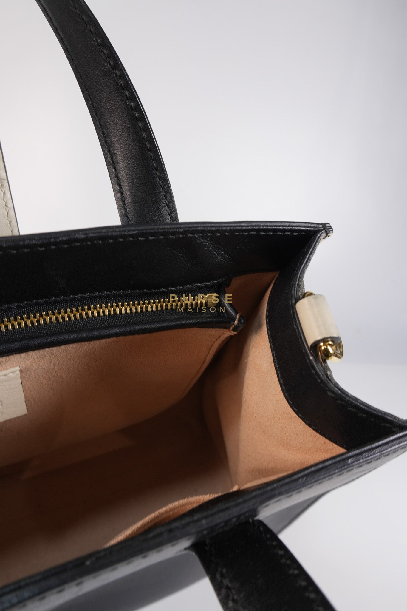 Bamboo Buckle Bi-Color Black/White Tote Bag | Purse Maison Luxury Bags Shop